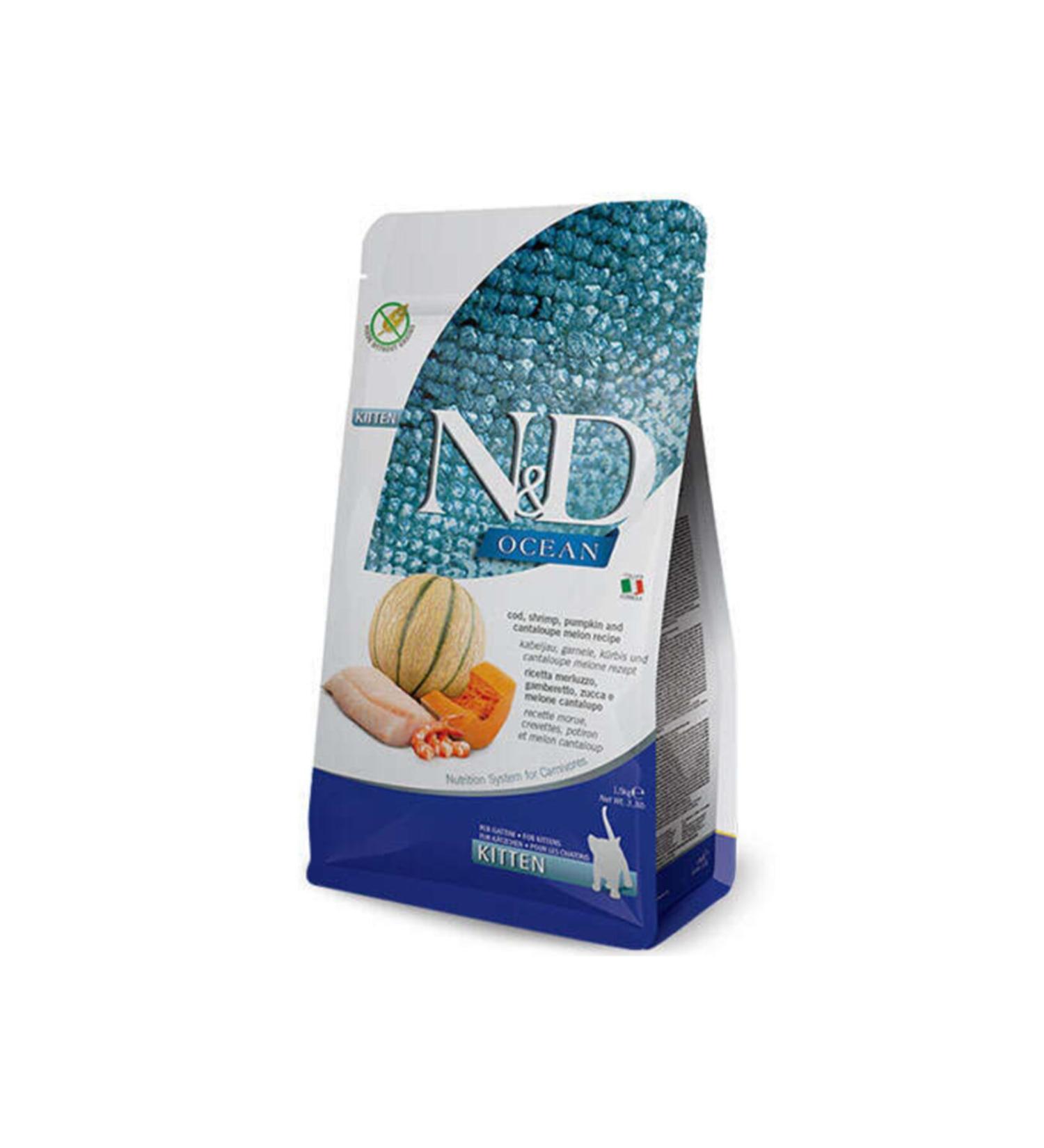 N & D Nd Ocean Grain Free Kitten Cod Fish & Shrimp Kitten Cat Food 1.5 Kg