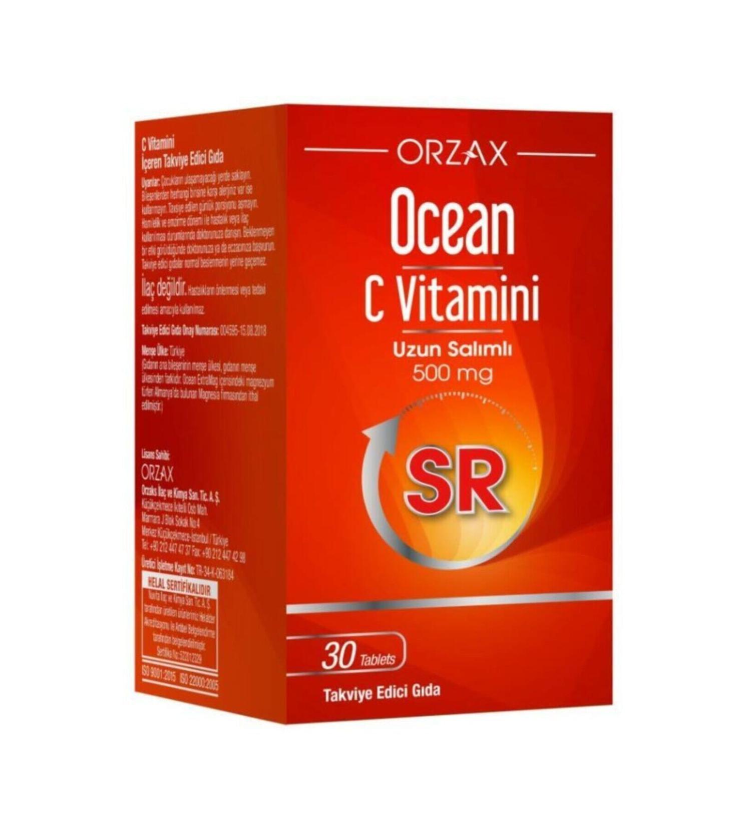 Ocean Vitamin C Sr 500mg 30 Tablets | Extended Release