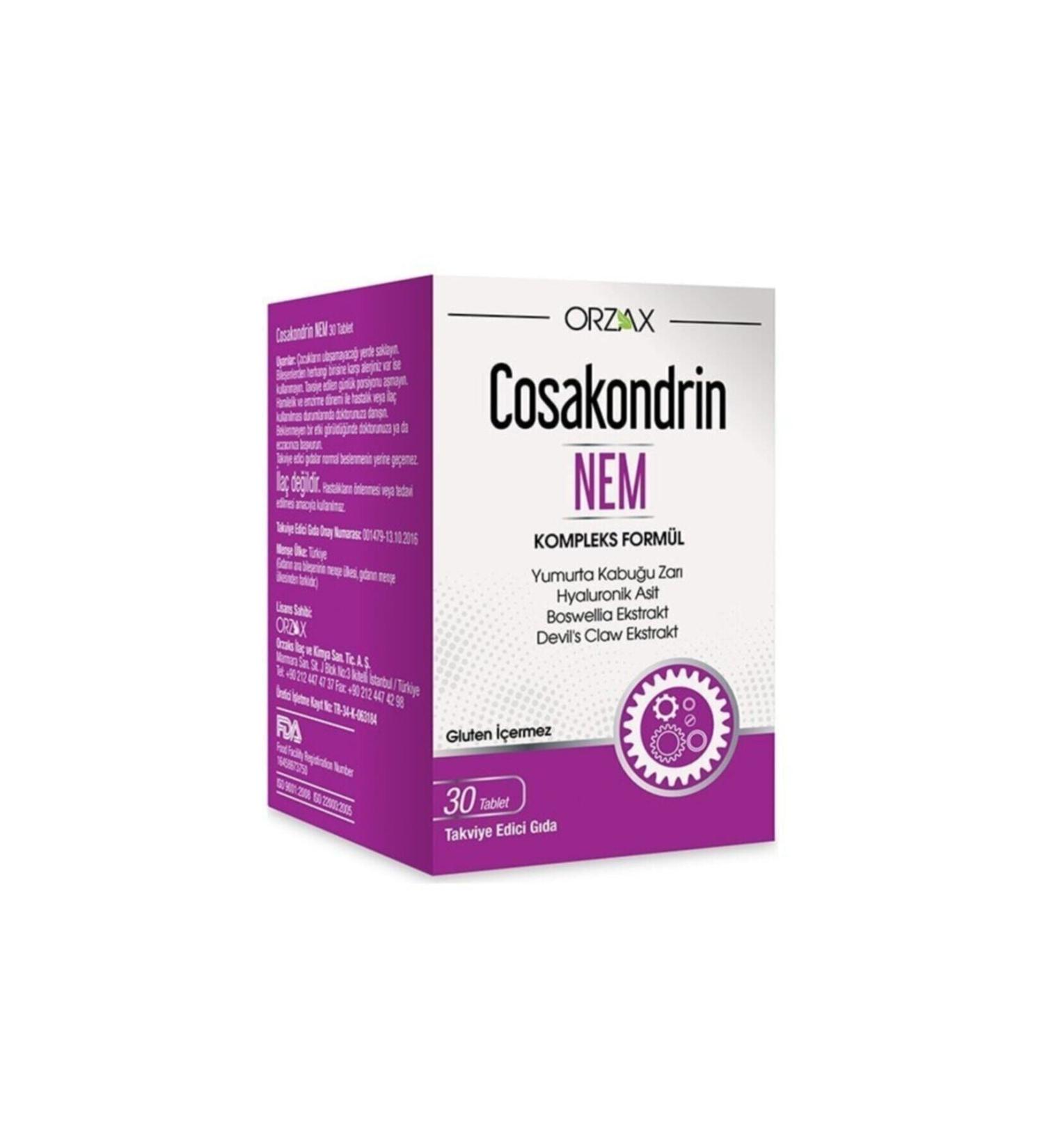 Orzax Cosakondrin Nem 30 Tablets