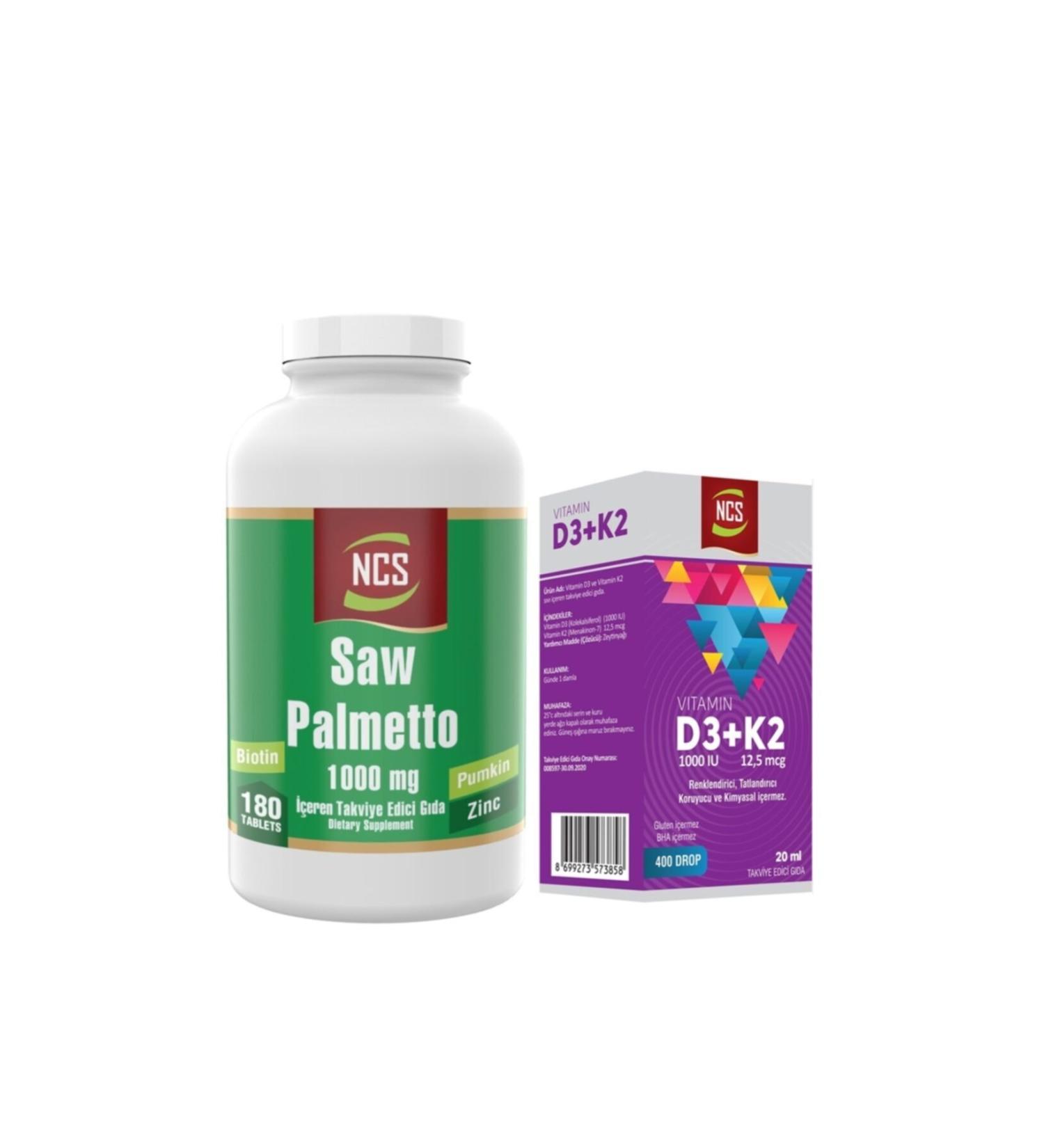Ncs Saw Palmetto 1000 Mg 180 Tablets + vitamin D3 K2 20 ml