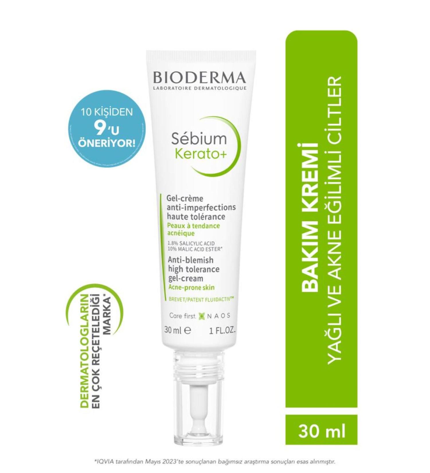 Bioderma Sebium Kerato Acne Prone Skin Care Cream with Aha Bha Salicylic Acid 30 ml - Buy Online on GoSupps.com