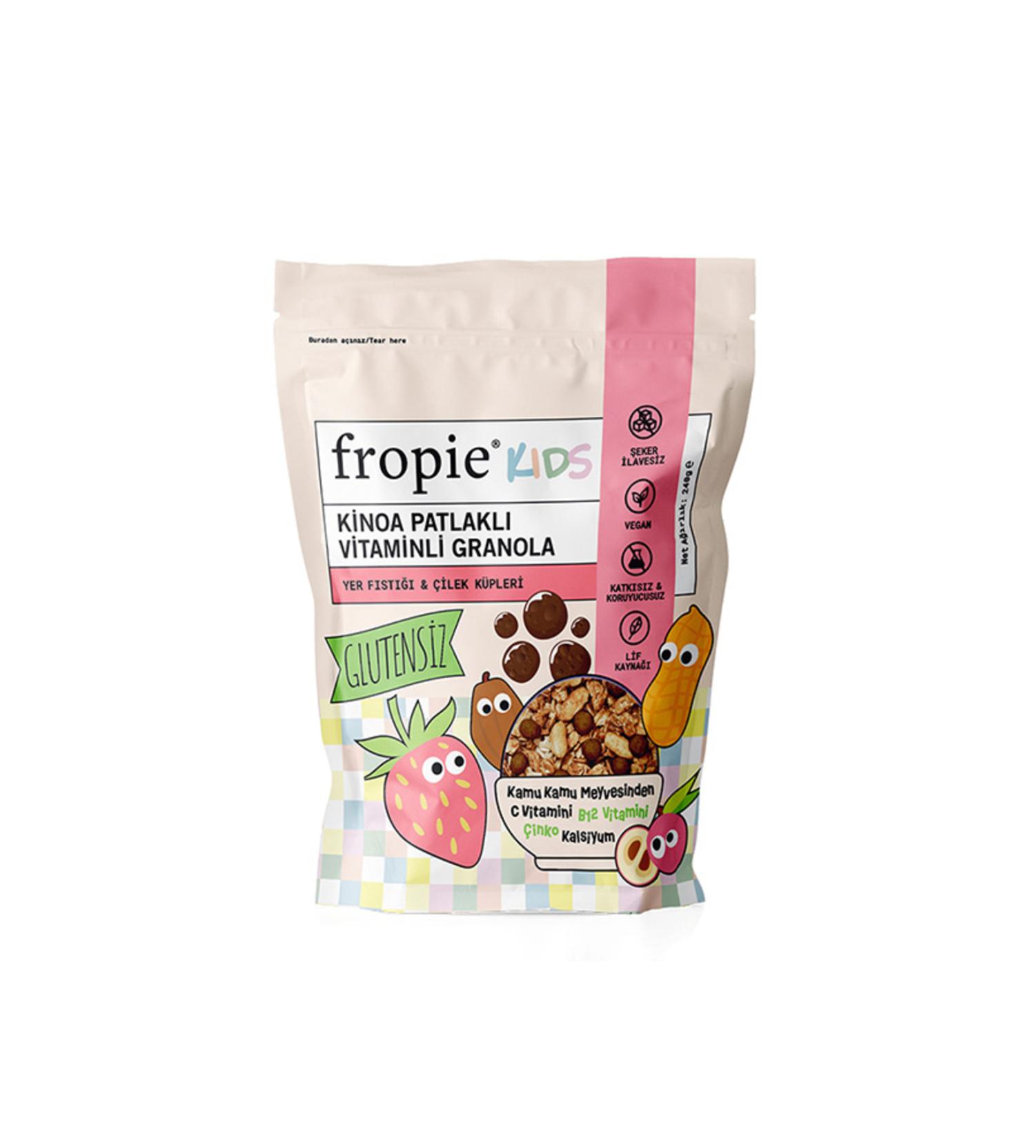 FROP E Kids Granola - Peanut & Strawberry Cubes 240gr