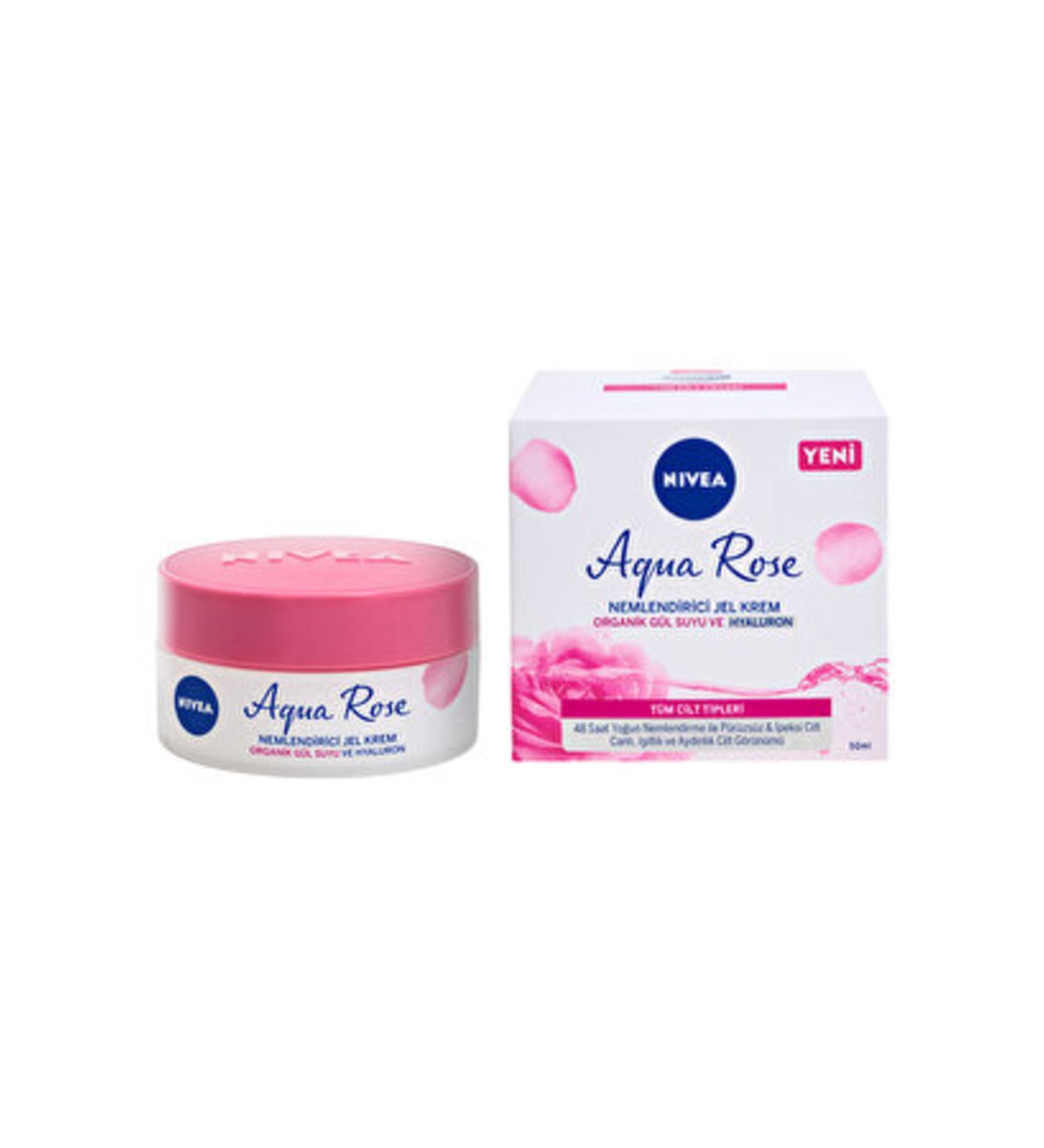 NIVEA ( 3 PIECES ) Nivea Aqua Rose Moisturizing Gel Face Cream with Organic Rose Water 50 ml