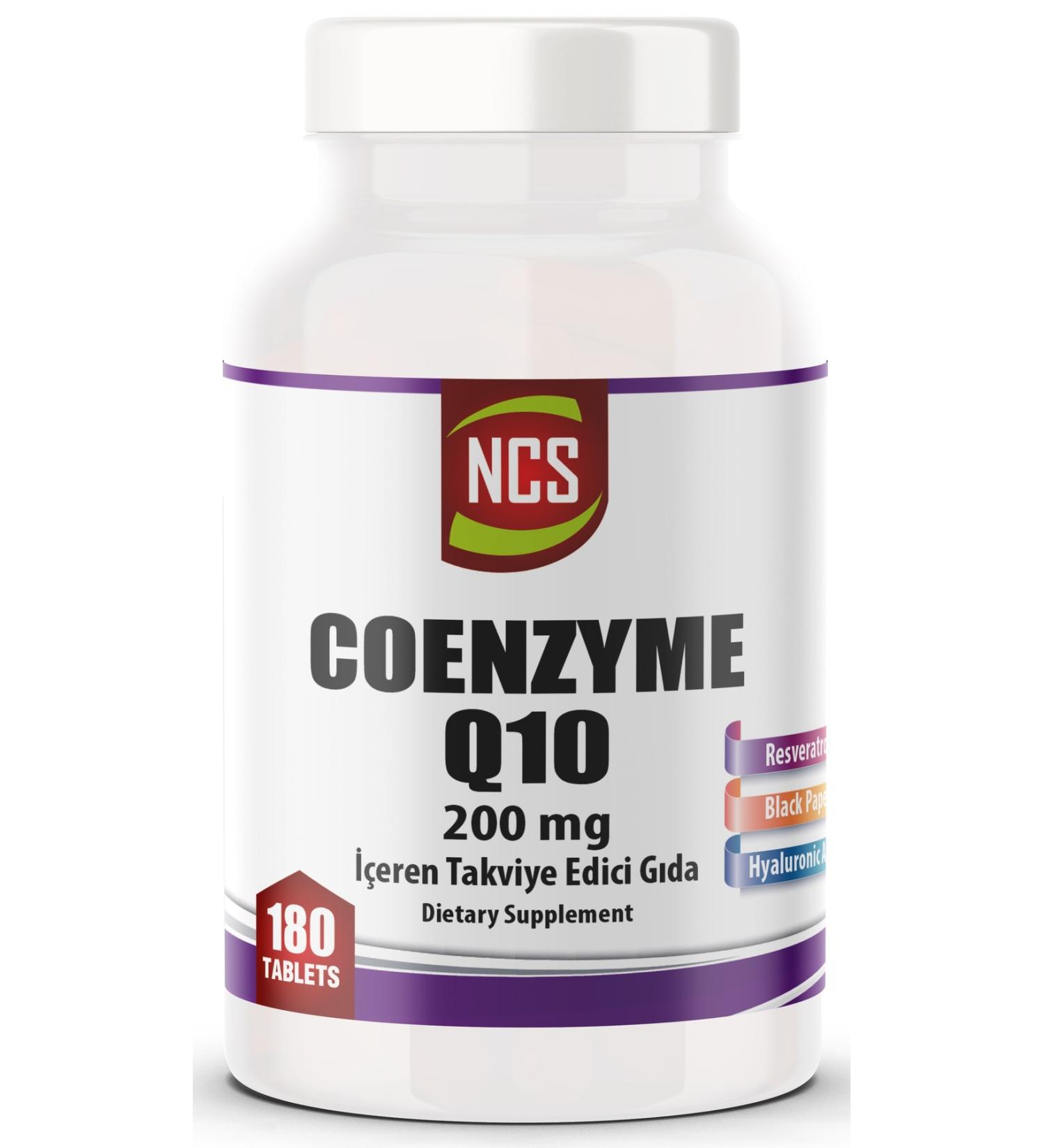 Ncs Coenzyme Q-10 200 Mg Resveratrol Hyaluronic Acid Black Pepper 180 Tablets