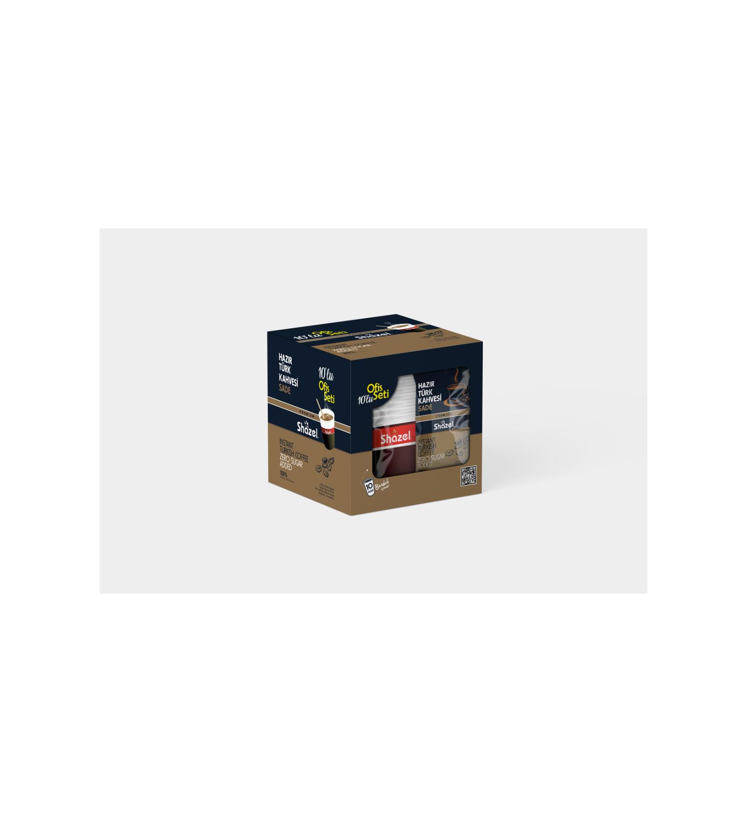 Shazel Instant Turkish Coffee Plain Office Set 7g x 10 pieces x 10 boxes