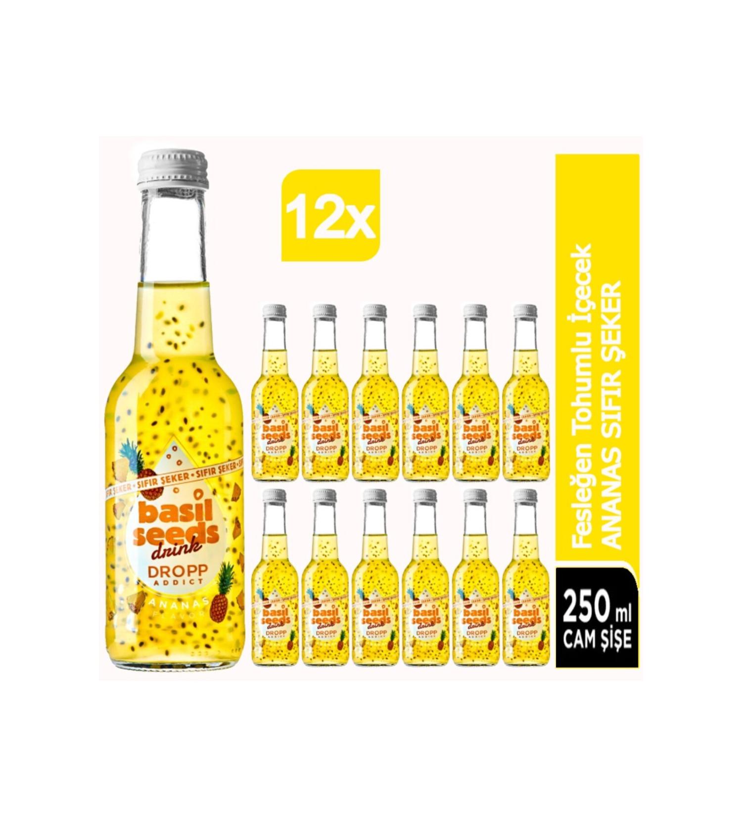 BASIL SEEDS DRINK BASIL SEEDS Basil Seed Drink Pineapple Zero Sugar 12X250ml
