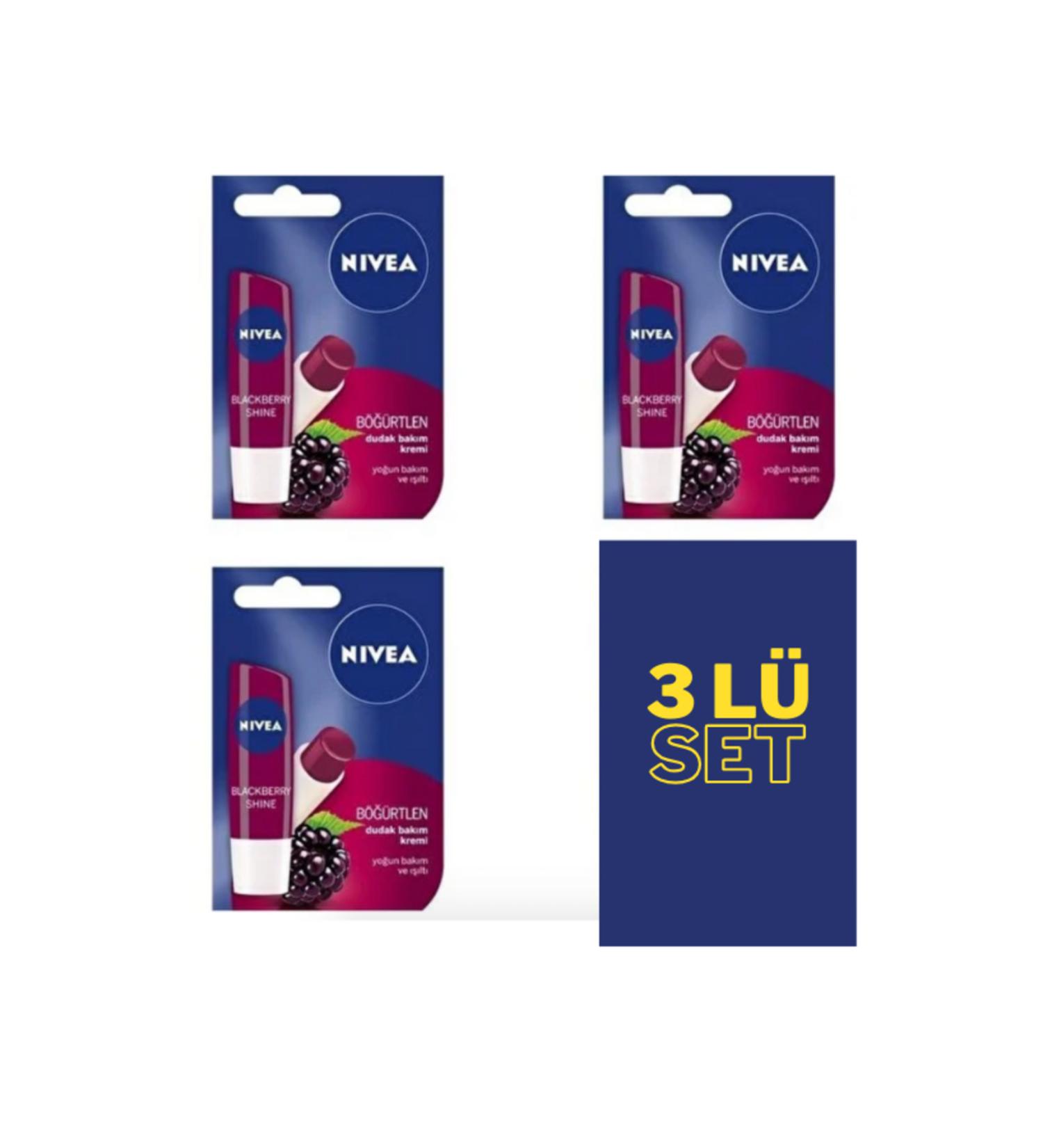 NIVEA Lip Lip Cream Blackberry 3 Piece Set
