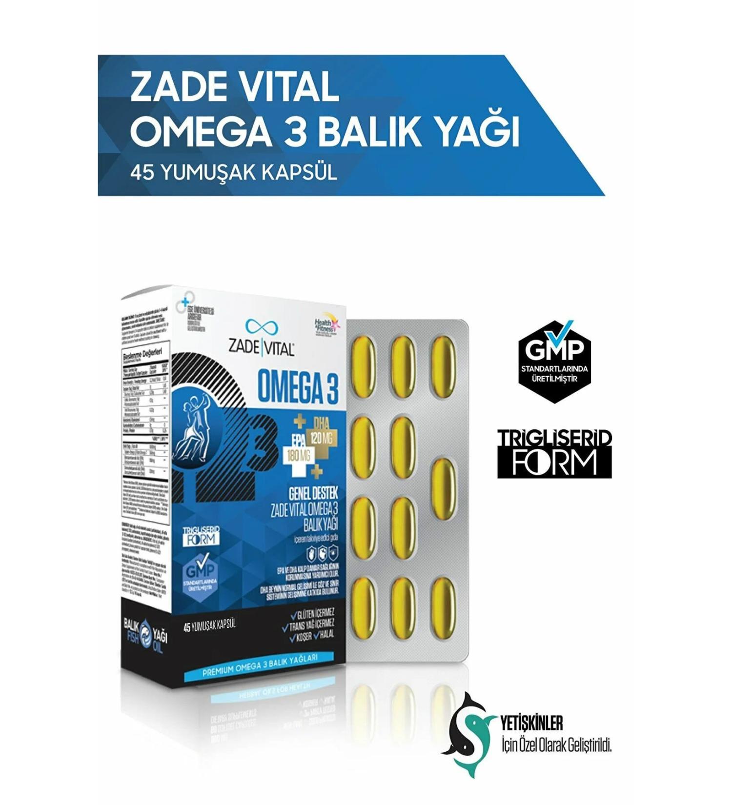 Zade Vital Premium Omega 3 Fish Oil General Support 45 Capsules