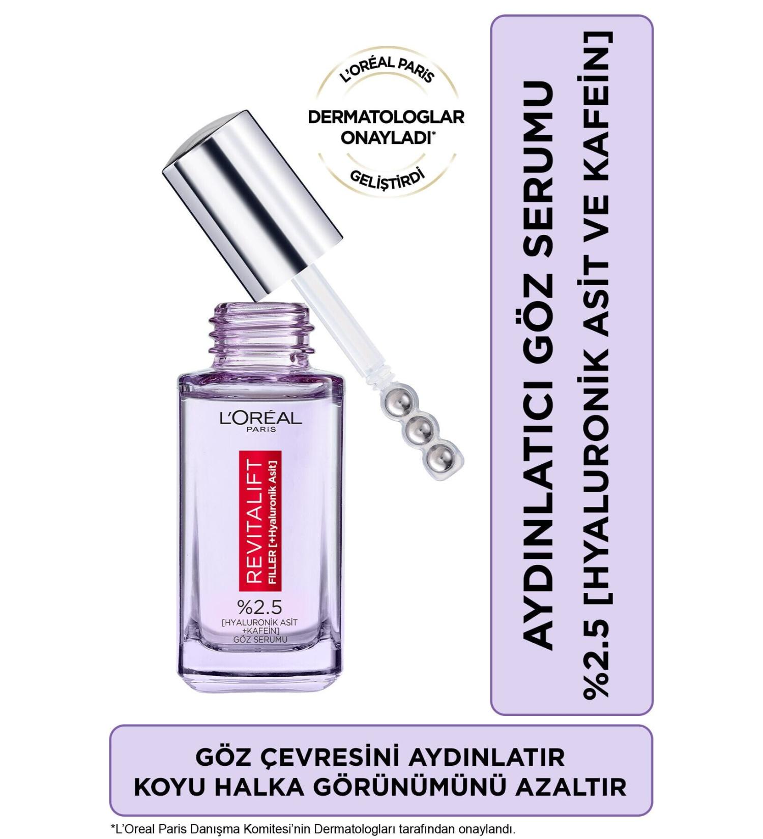 L'Oreal Paris Revitalift Filler Eye Serum Brightening the Eye Contour Reducing the Appearance of Dark Circles 20ml PR - Buy Online on GoSupps.com