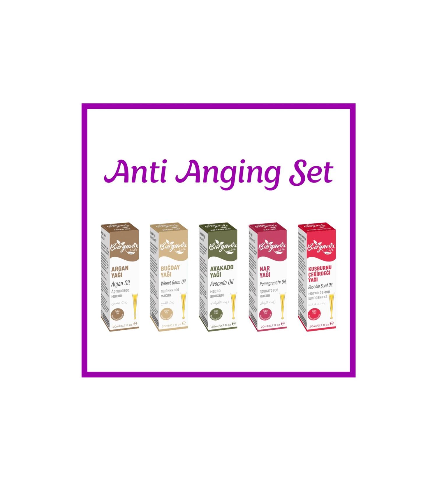 Biorganix Life Anti Anging Oil Set (Argan Wheat Avocado Pomegranate Rosehip) 20 ML Set of 5 with Dropper - Buy Online on GoSupps.com
