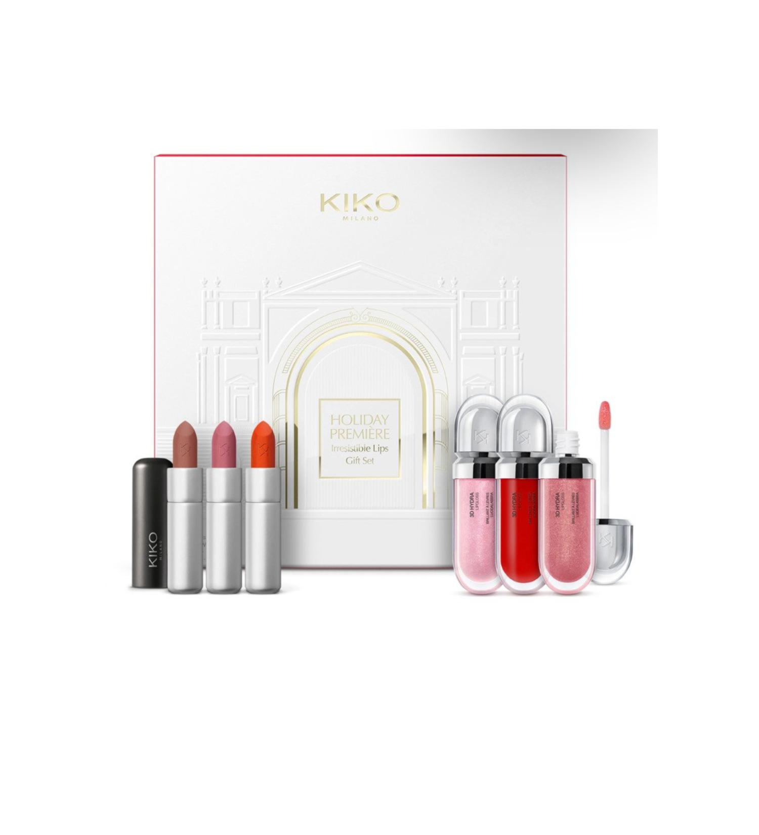 KIKO HOLIDAY PREMI RE IRRESISTIBLE LIPS GIFT SET gift set: 3 matte lipsticks and 3 lip glosses