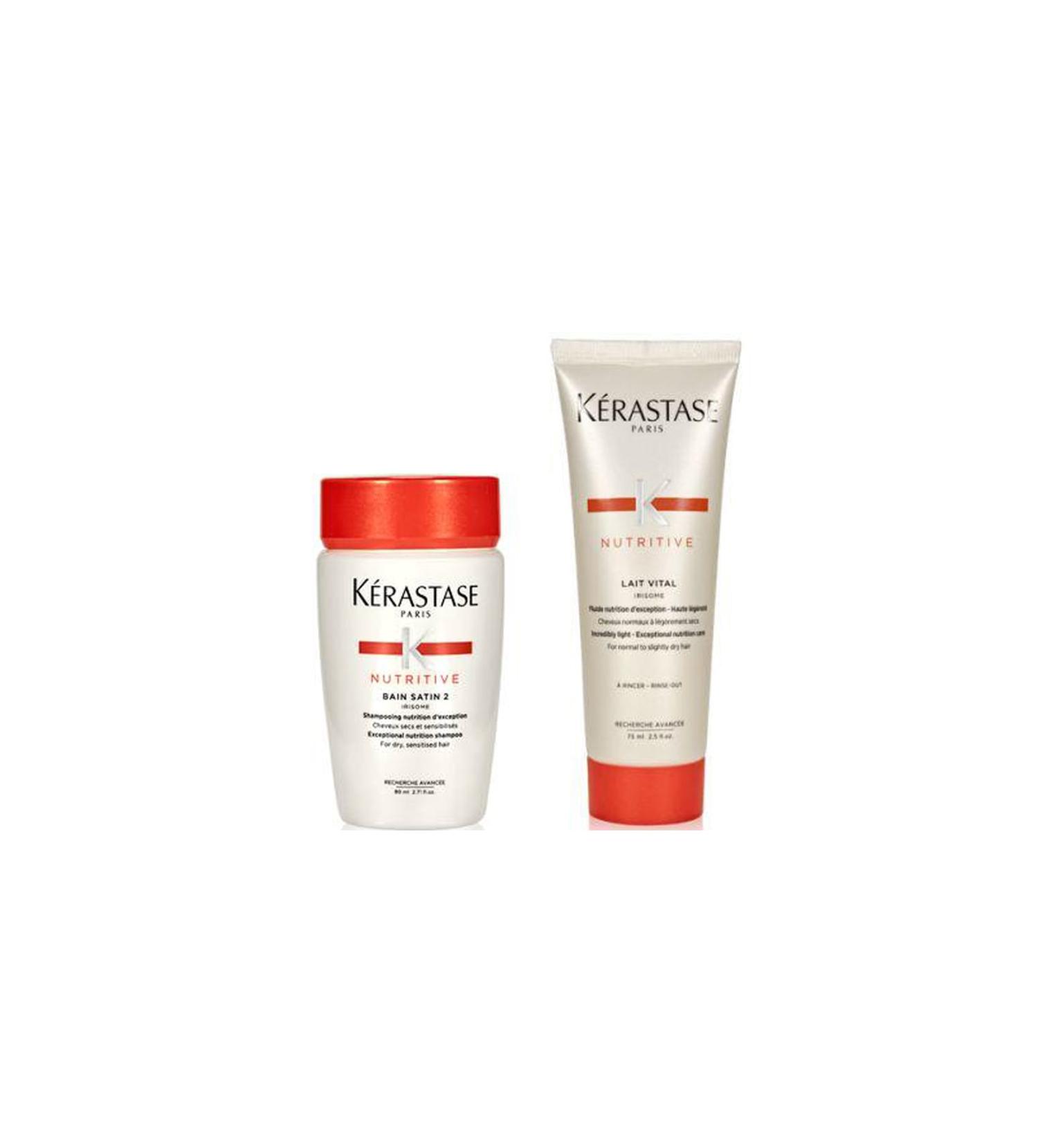 Kerastase Nutritive Bain Satin 2 Shampoo 80 ml + Nutritive Irisome Lait Vital Conditioner 75ml