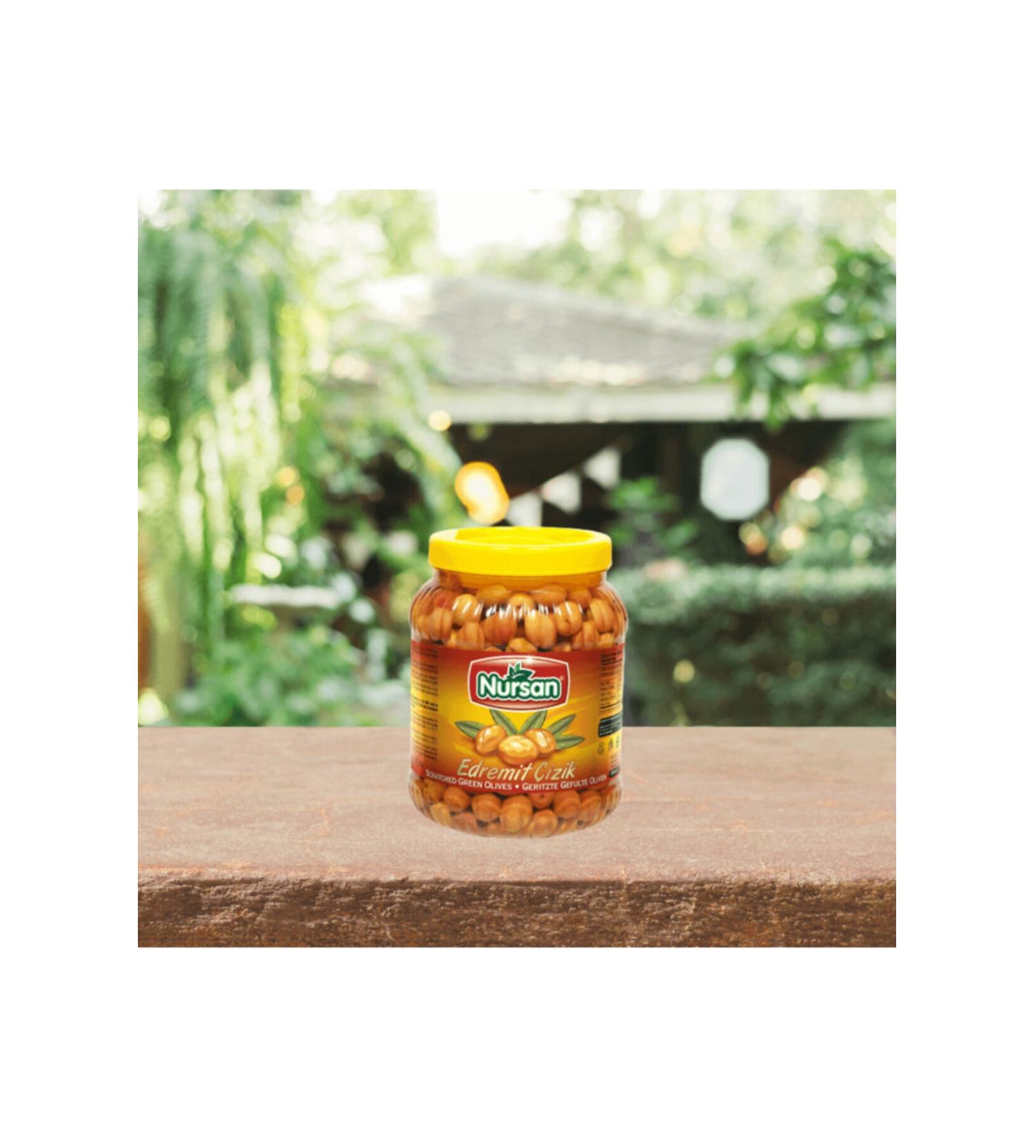 Nursan Food Green Scratched Olives 1 Kg