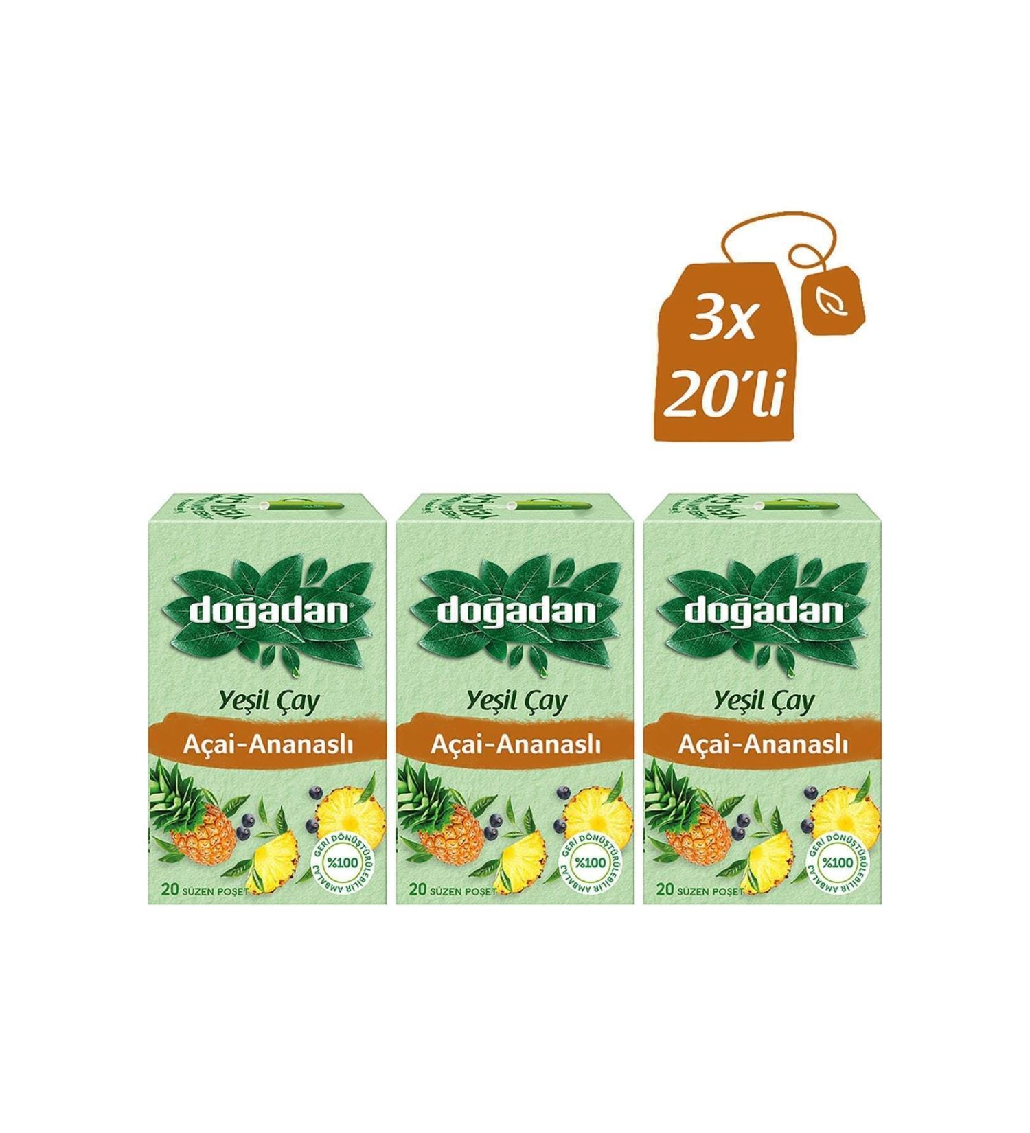 Do adan Green Tea Pineapple A a 20 Cup Bags X 3 Pieces