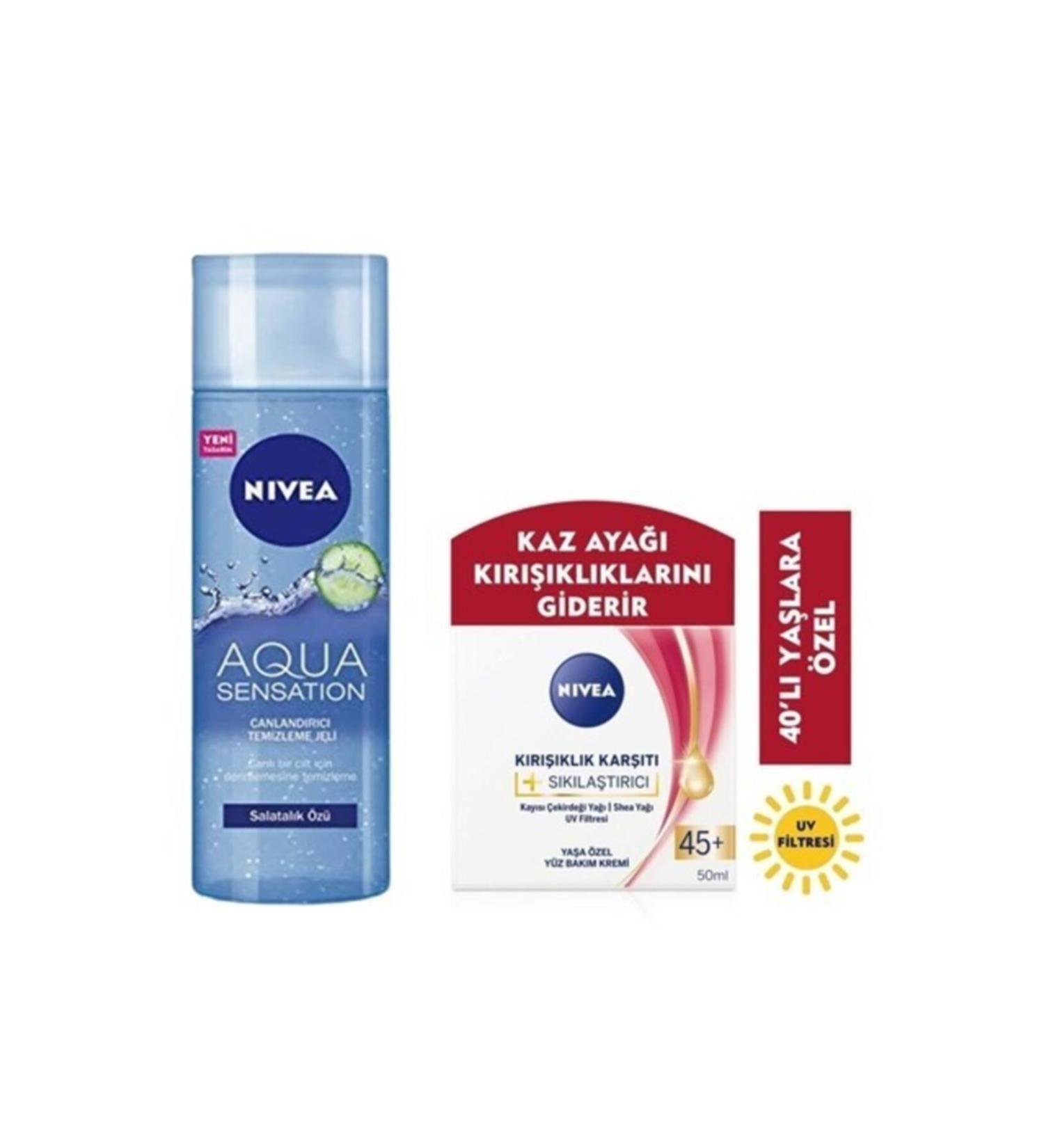 NIVEA Revitalizing Facial Cleansing Gel 150 Ml + Firming Anti-Wrinkle Face Cream +45 Years 50 Ml