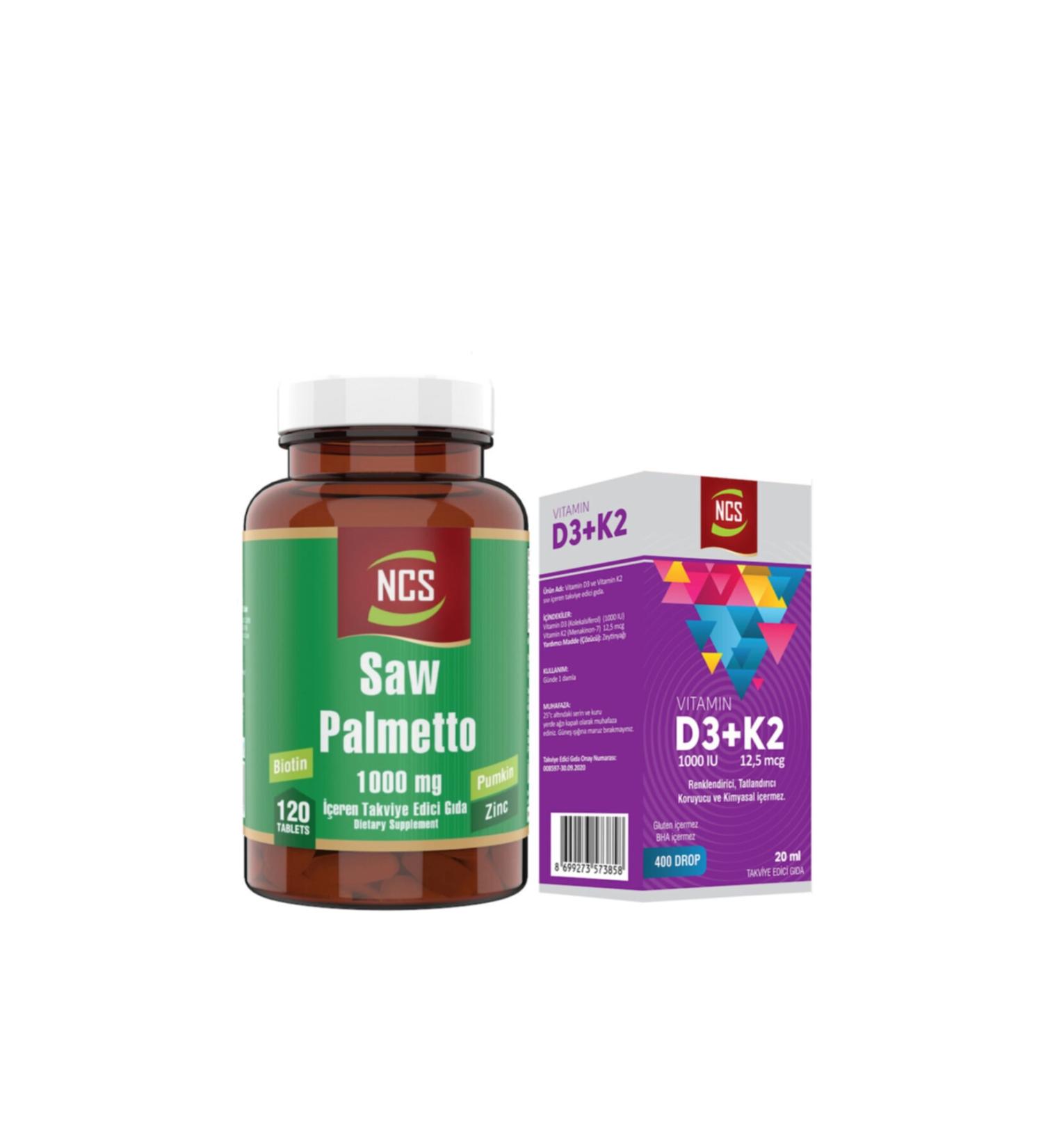 Ncs Saw Palmetto 1000 Mg 120 Tablets+Vitamin D3 K2 20 ml