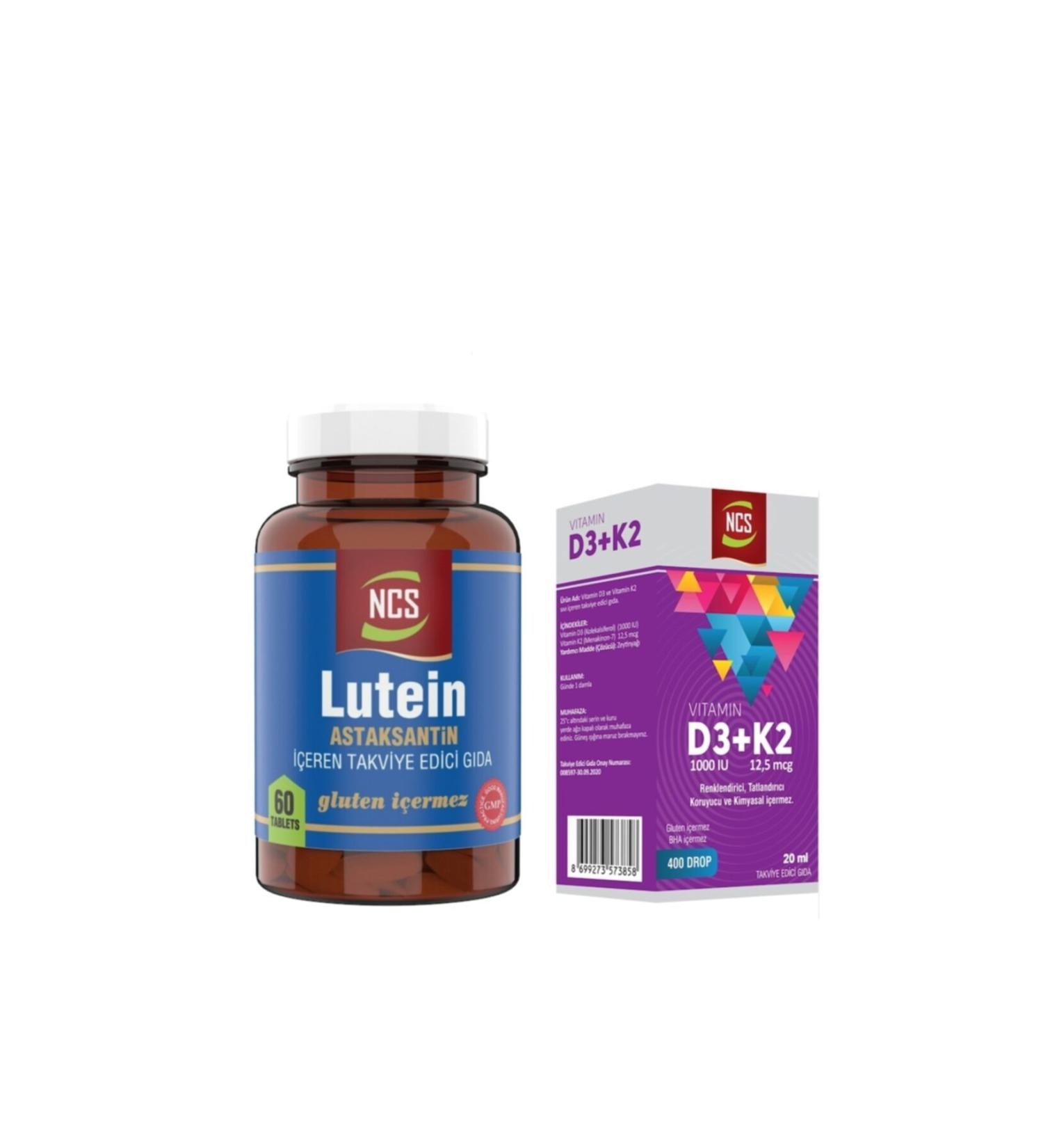 Ncs Lutein 15 Mg Astaxanthin 12 Mg 60 Tablets+vitamin D3 K2 20 Ml
