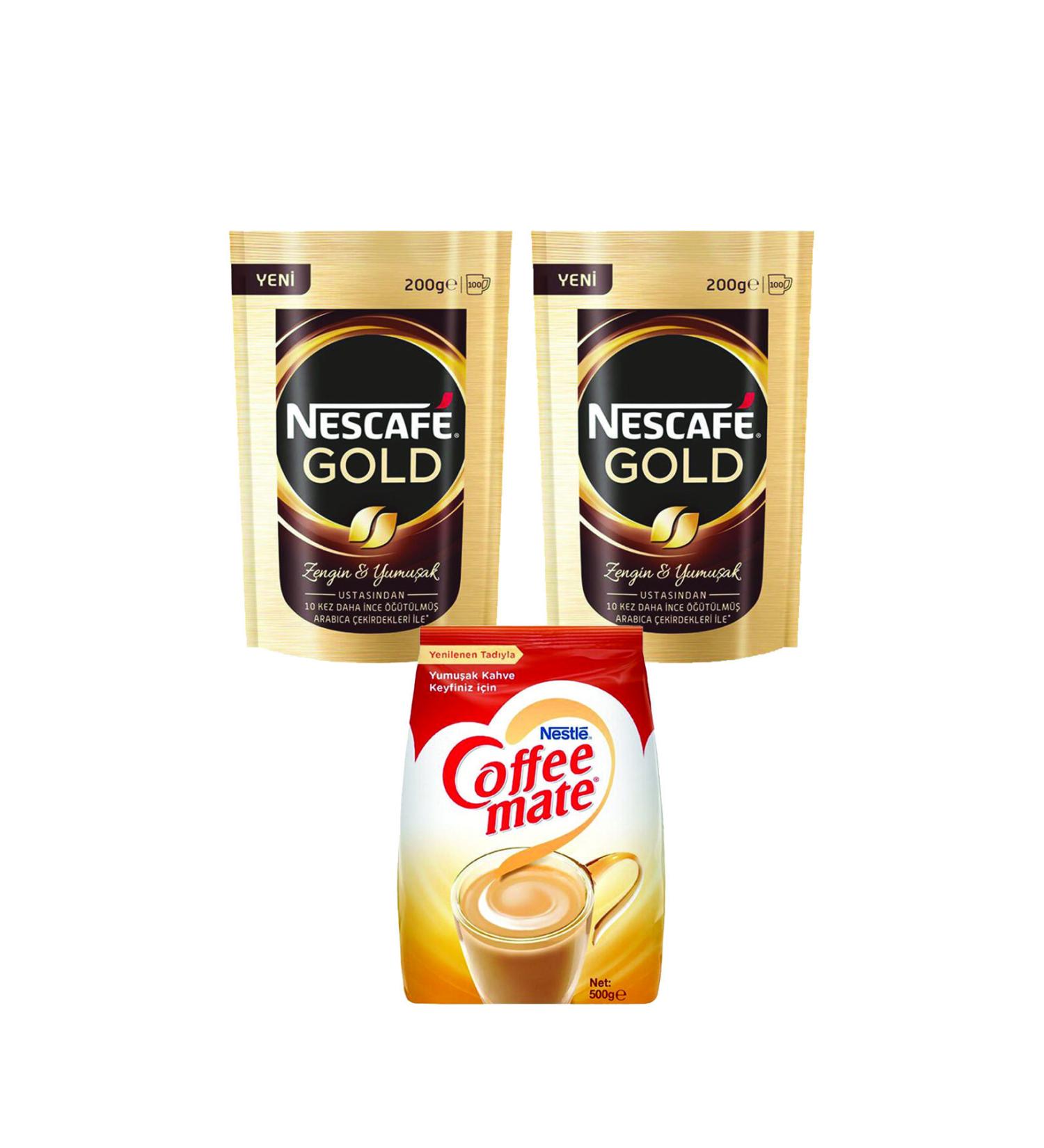 Nescafe Gold 200 gr X 2 Pieces And Nestle Coffee Mate 500 gr