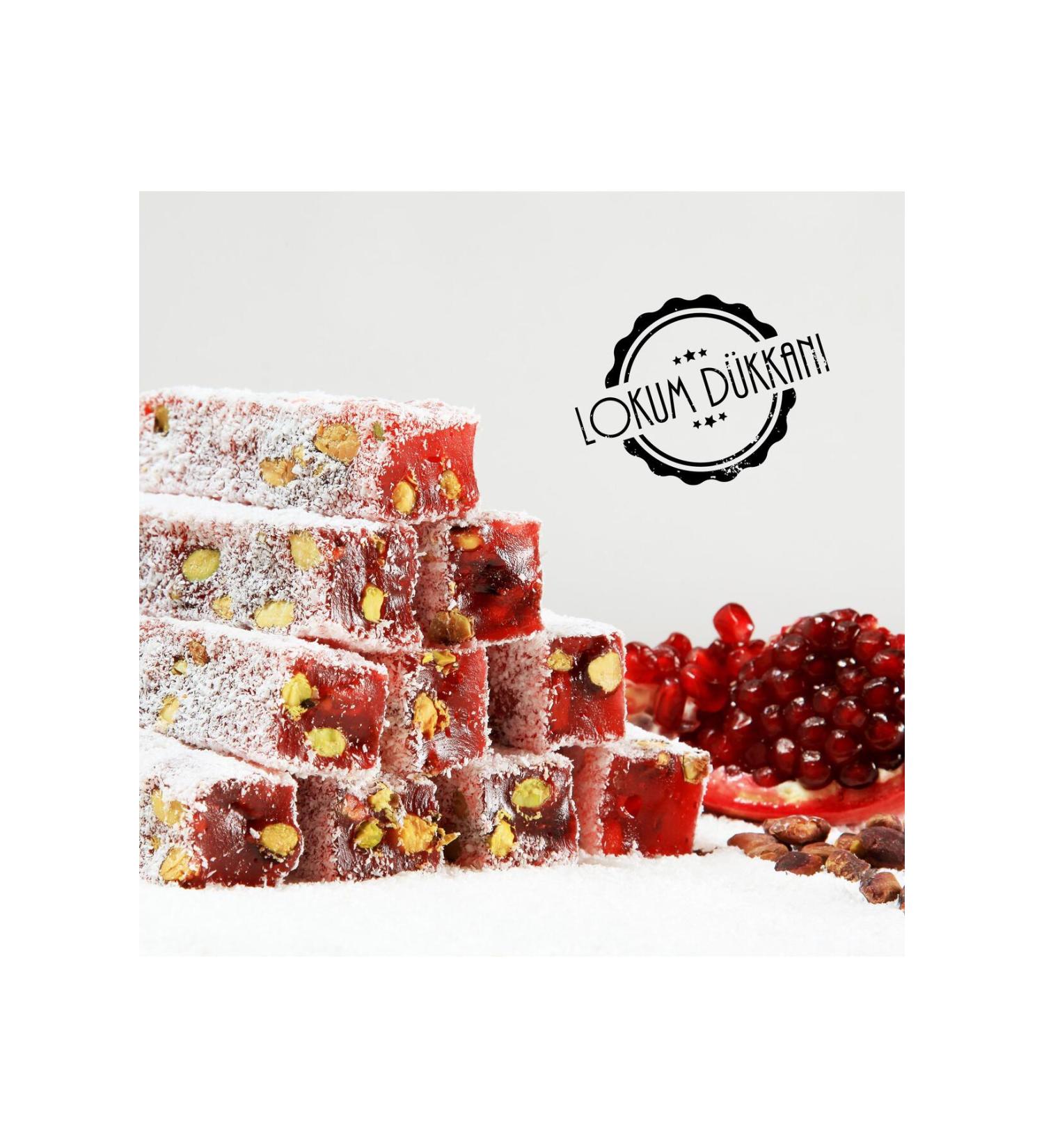 Turkish Delight Shop Coconut Coated Turkish Delight with Pomegranate and Pistachio 800 gr
