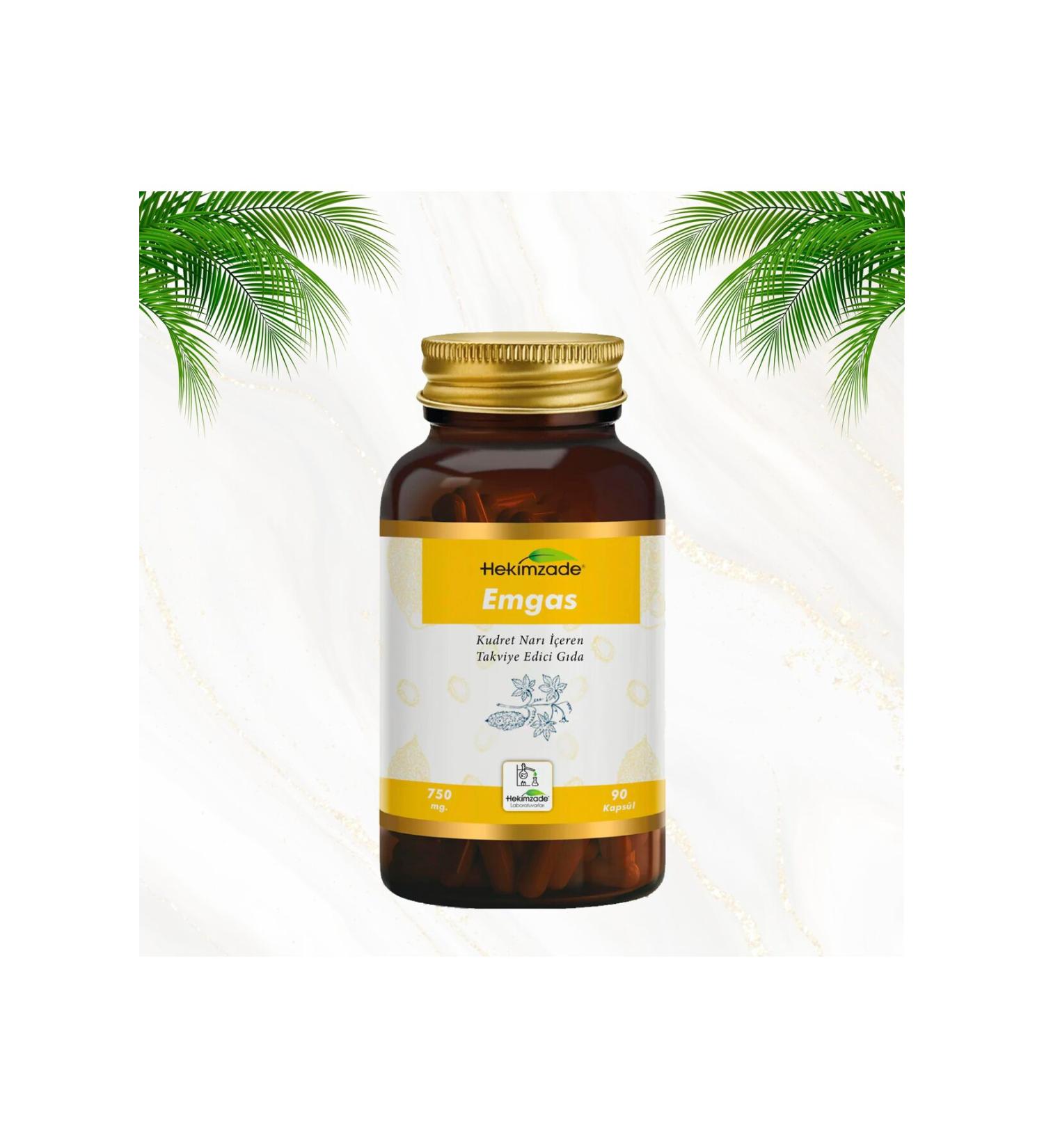 Hekimzade Emgas 90 Capsules 750mg - Food Supplement Containing Pomegranate