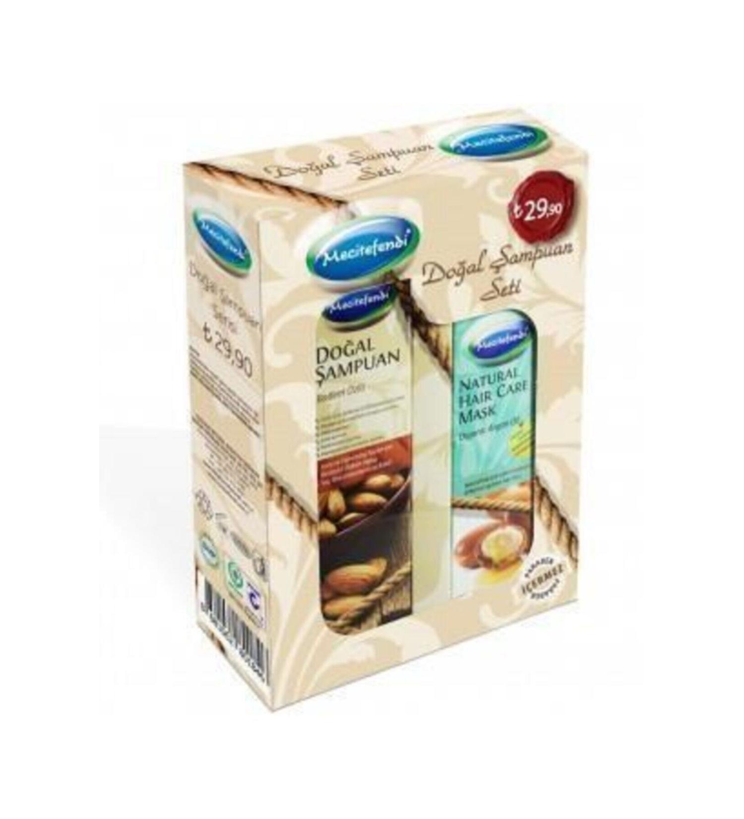 Mecit Efendi Almond Extract Natural Shampoo Set 250 Ml + Argan Oil Hair Care Mask 150 ML