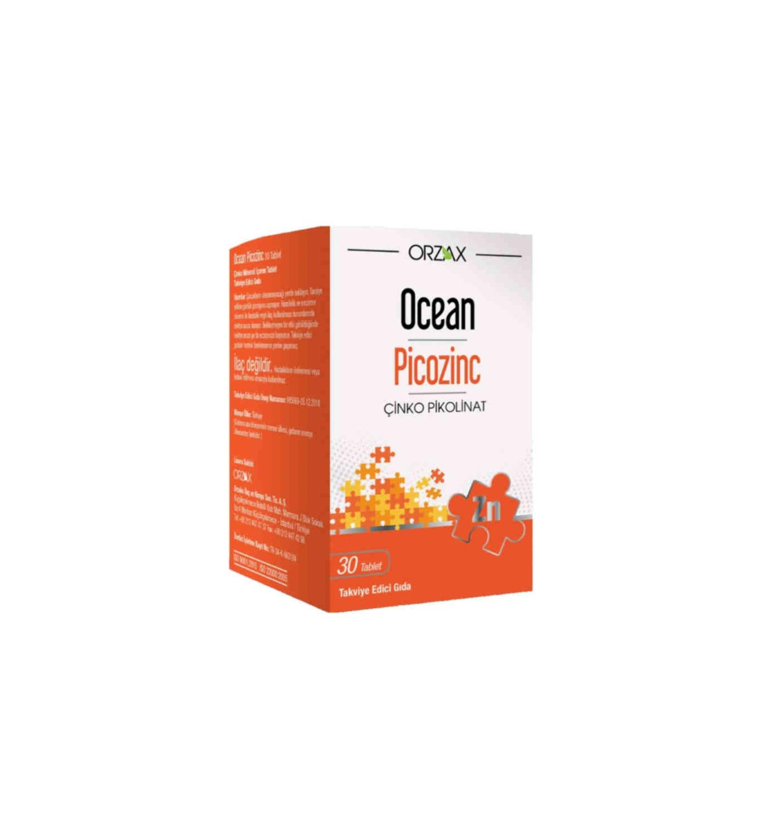 Ocean Picozinc 30 Tablets Helping to Protect Normal Hair Nails Bones