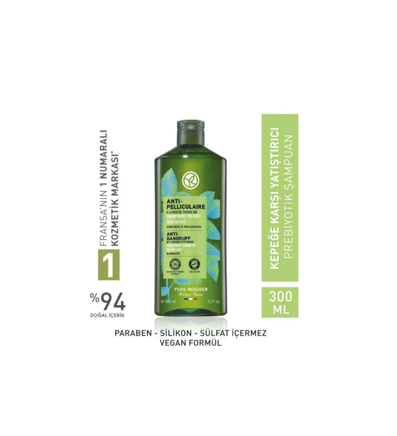 Yves Rocher Prebiotic Shampoo Anti-Dandruff Pelliculaire Pomegranate Peel Organic Mint and Agave 300 ml - Buy Online on GoSupps.com