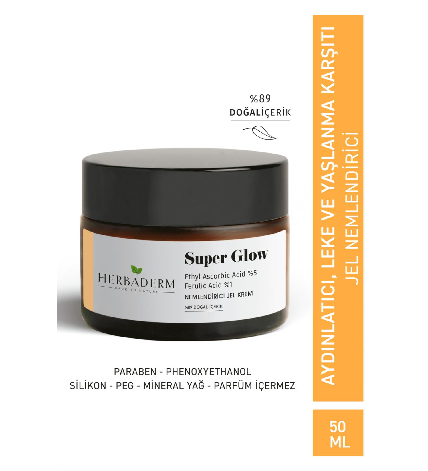 Herbaderm Super Glow Brightening Anti-Spot Vitamin C + Ferulic Acid Moisturizing Gel Cream - Buy Online on GoSupps.com