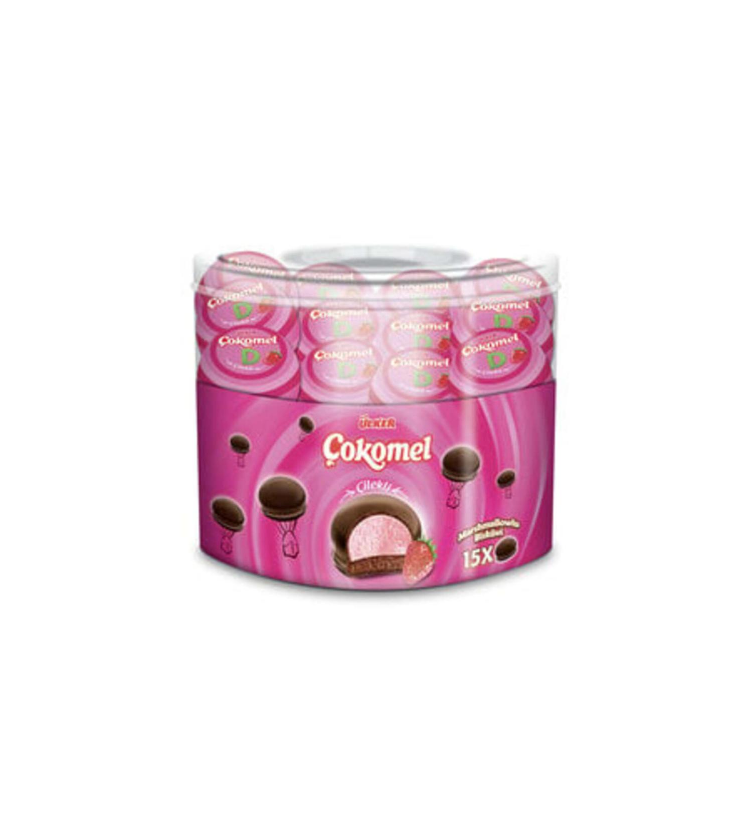 Ulker (3 PIECES) Ulker Cokomel Marshmallow Strawberry 180 Gr