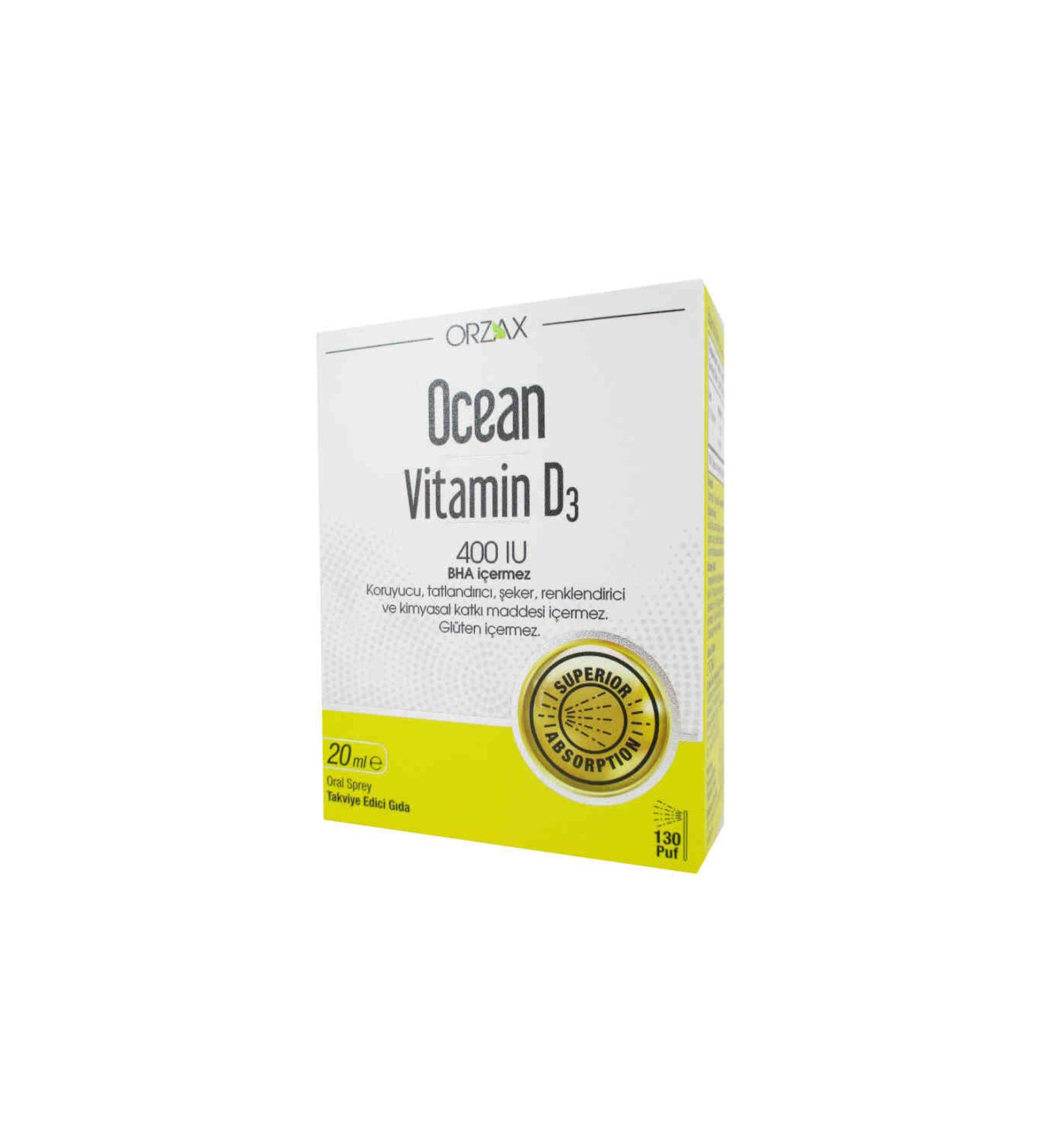 Ocean Vitamin D3 400 IU Oral Spray 20 ml Food Supplement