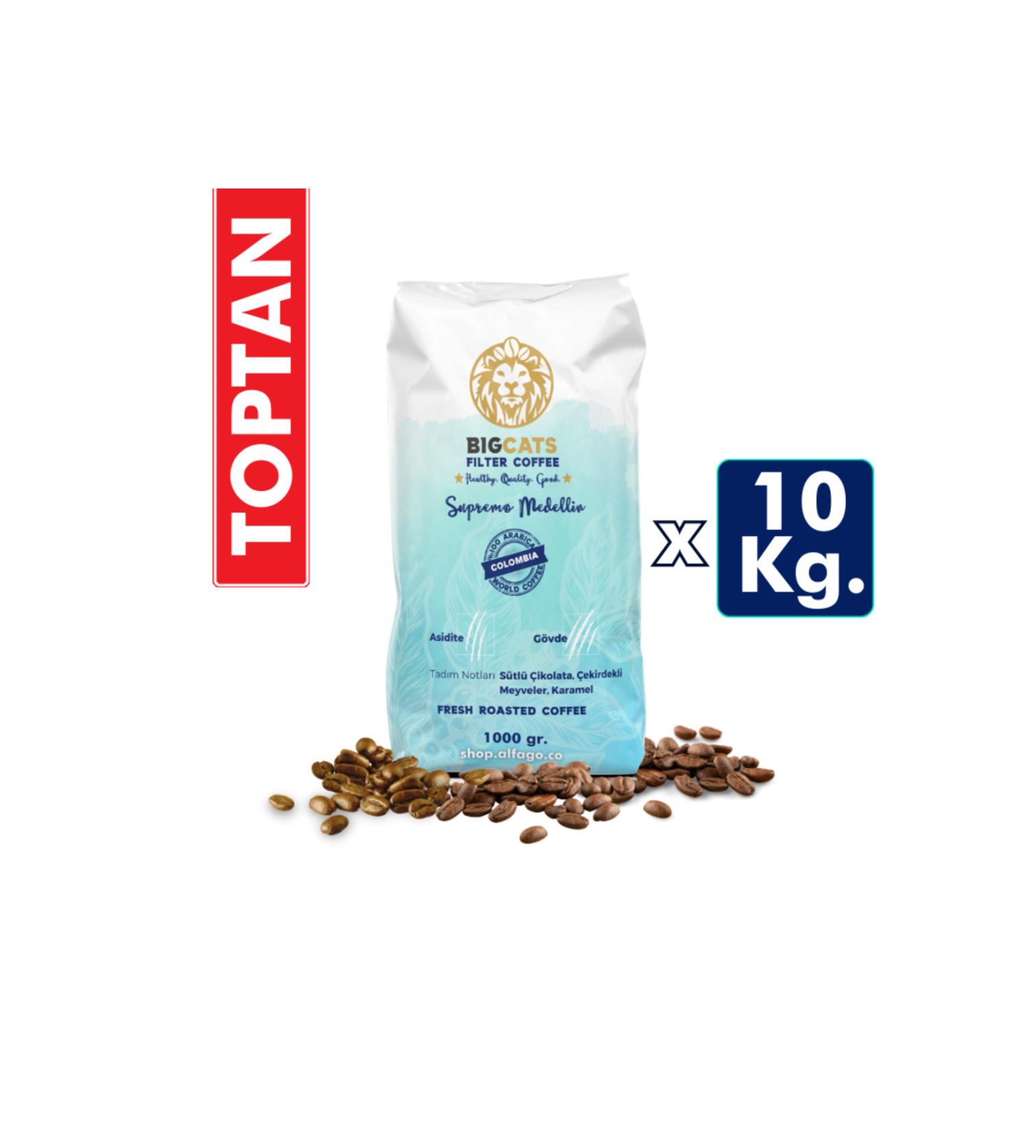 Bigcats Colombia Supremo Medellin Wholesale Filter Coffee - 10 Kg.