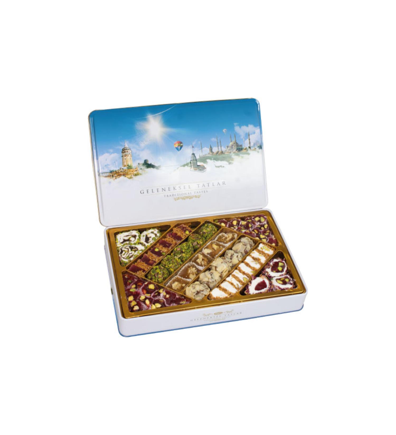 Tu ba Nuts Traditional Flavors Metal Box Turkish Delight 540gr (Turkish Delight)