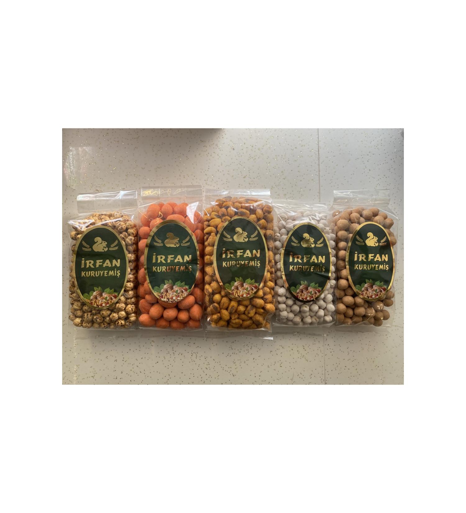 irfan nuts 5 in 1 NUTS (Yellow White Crispy Chickpeas Sauced Peanuts Corn) - Buy Online on GoSupps.com