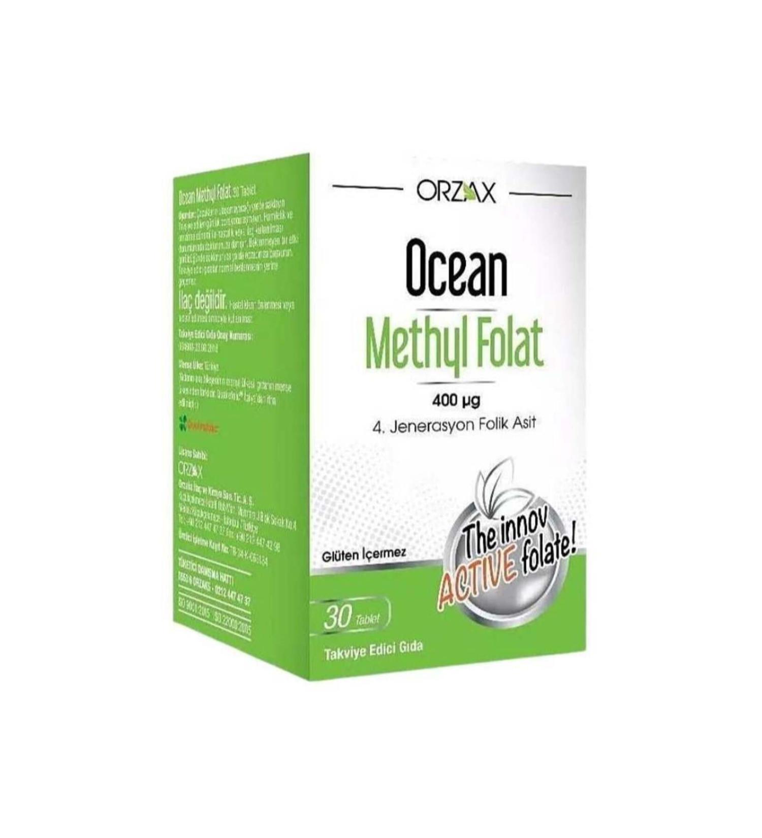 Ocean Methyl Folate 30 Tablets Food Supplement Containing Folic Acid