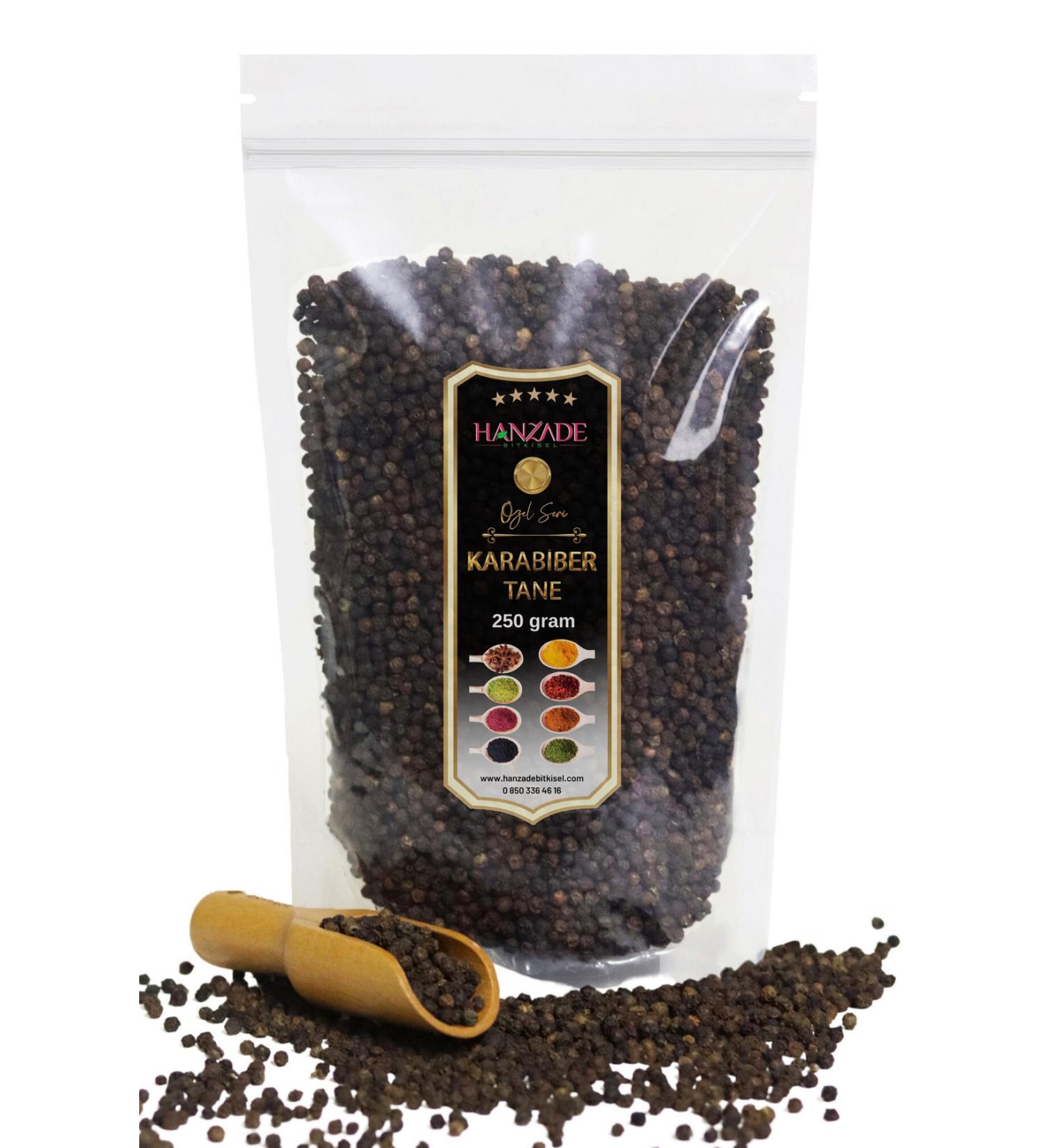 Hanzade Herbal Black Pepper Grain 250 Gr - High Caliber Coarse Grain - Buy Online on GoSupps.com