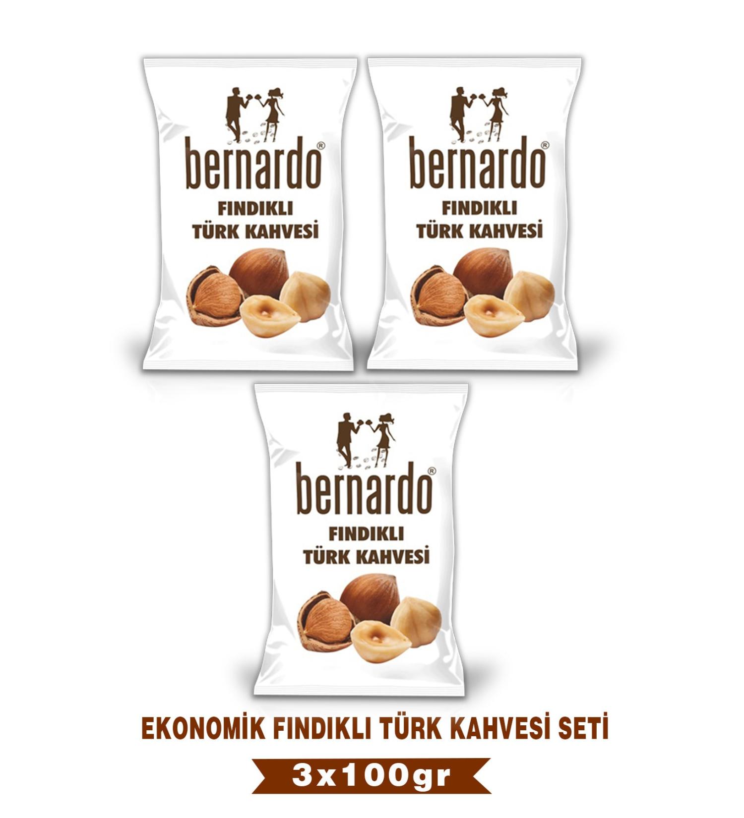Bernardo 3-Piece Hazelnut Turkish Coffee Economic Set 100grx3