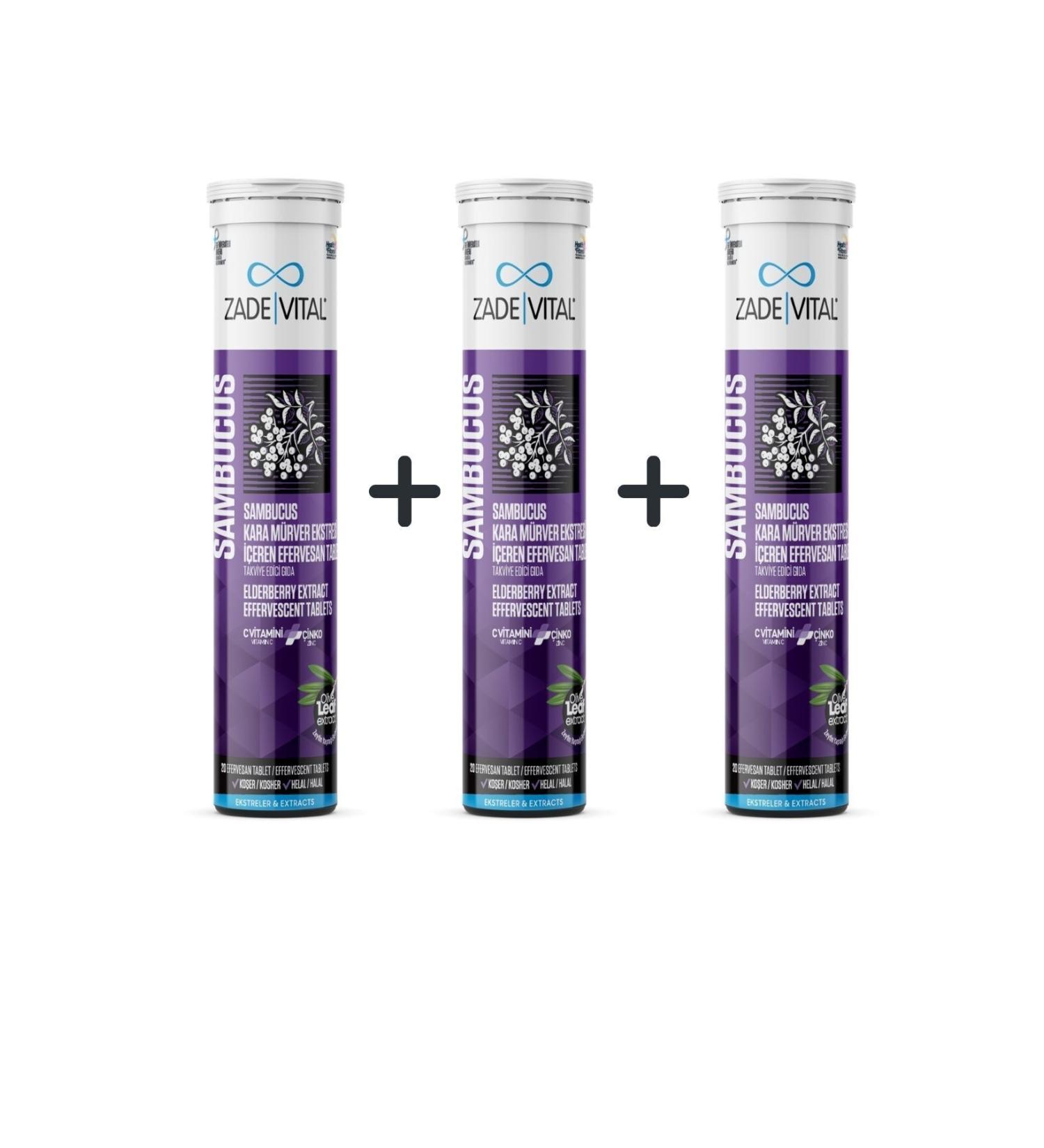 Zade Vital Sambucus - Black Elderberry Extract Effervescent 60 Tablets