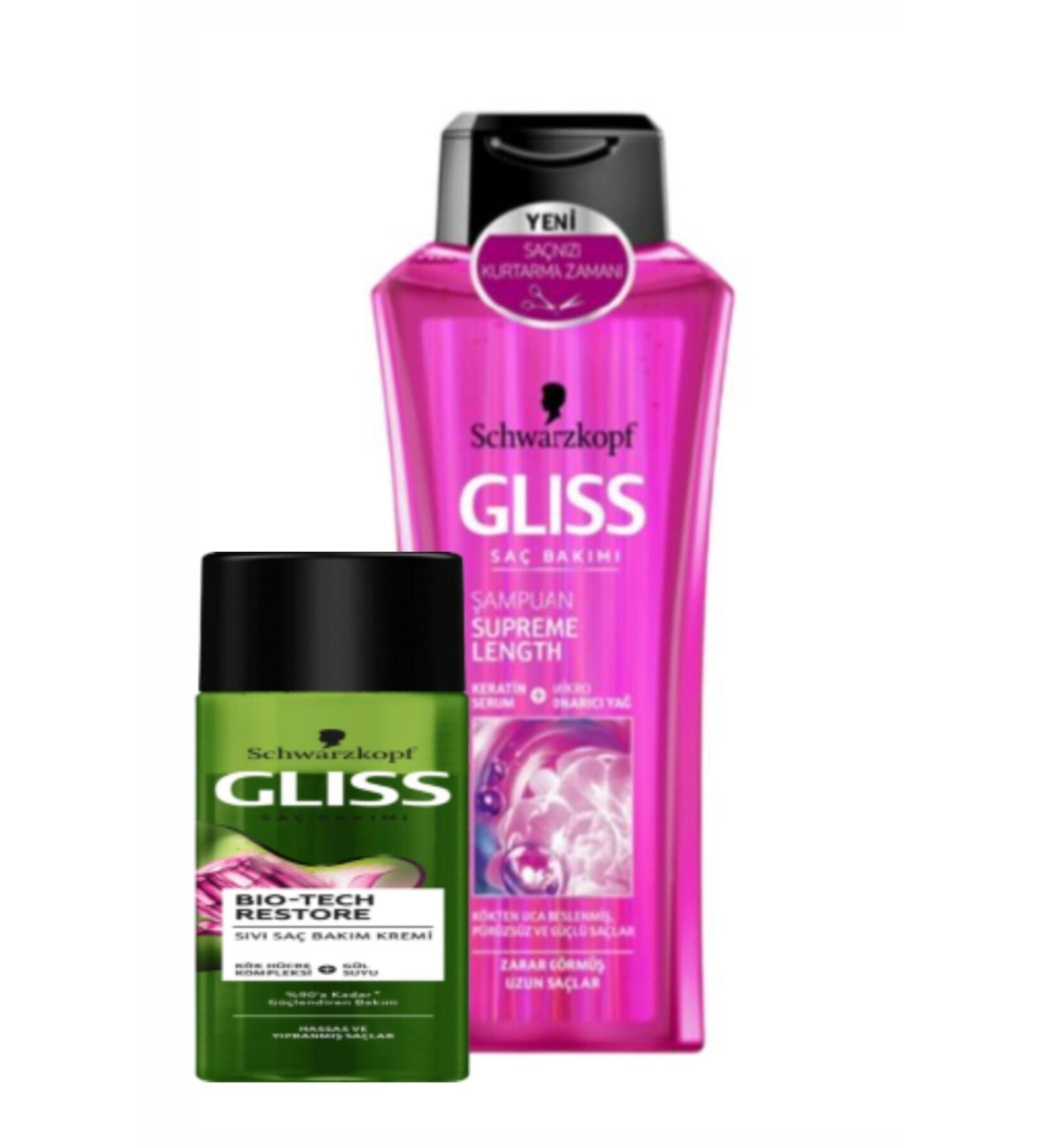 Gliss Schwarzkopf Supreme Length Long Hair Special Shampoo 400ml 2+biotech Hair Conditioner