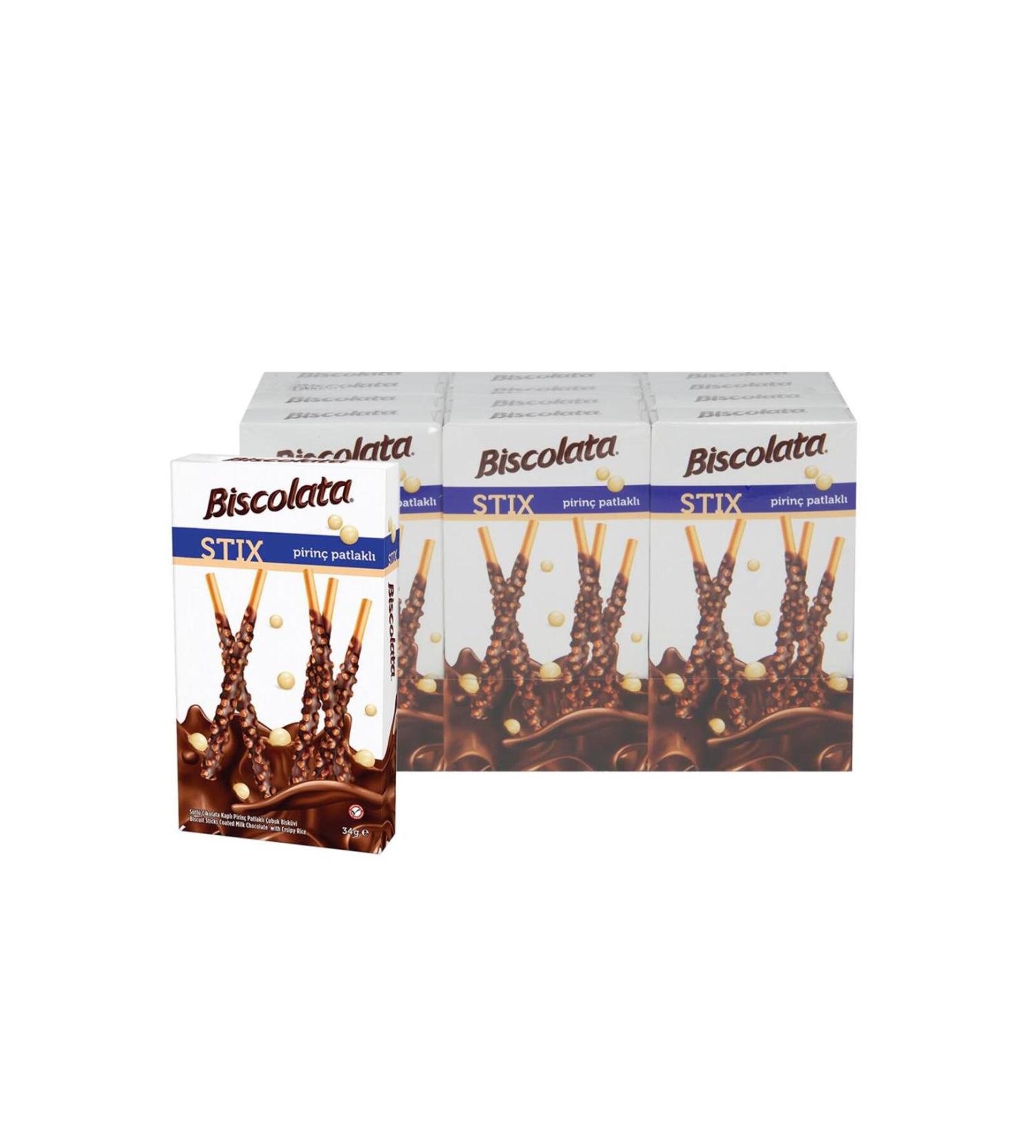 Biscolata Stix with Rice Crisps 34 Gr x 12 Pieces