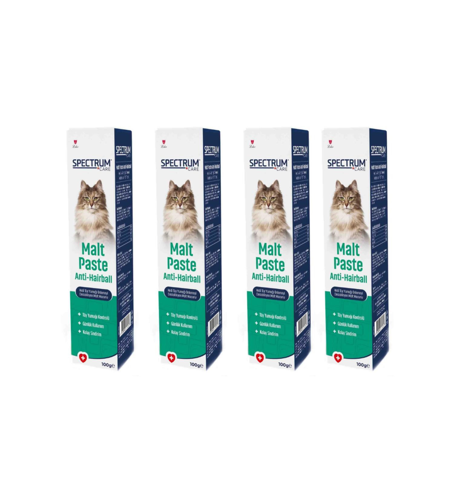 Spectrum Care Anti-Hairball Malt Paste Supporting Cat Hairball Prevention 100gr - 4 Pieces