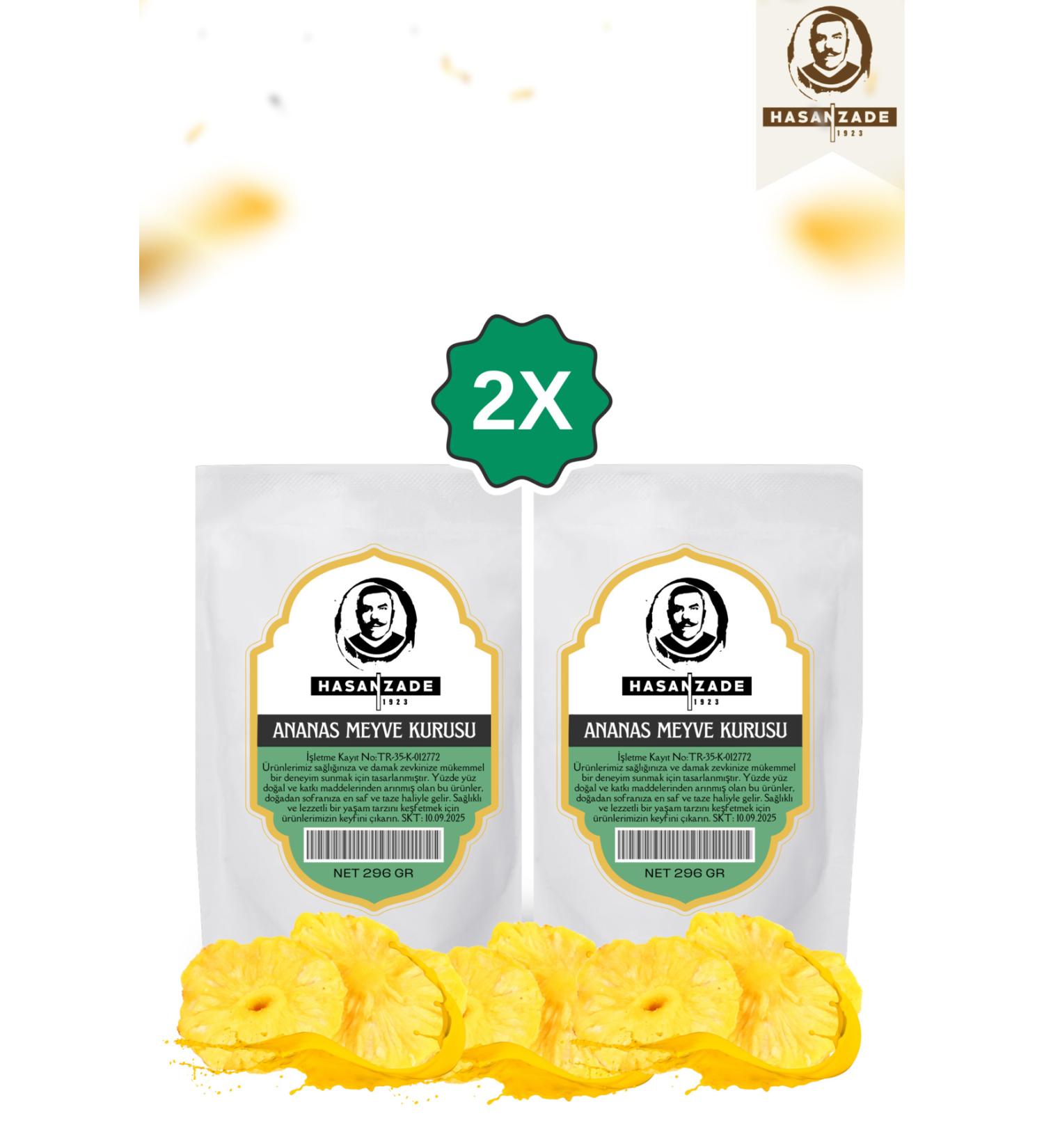 Hasanzade Dried Pineapple Without Sugar Added 2 X 296 gr Advantageous Opportunity Package