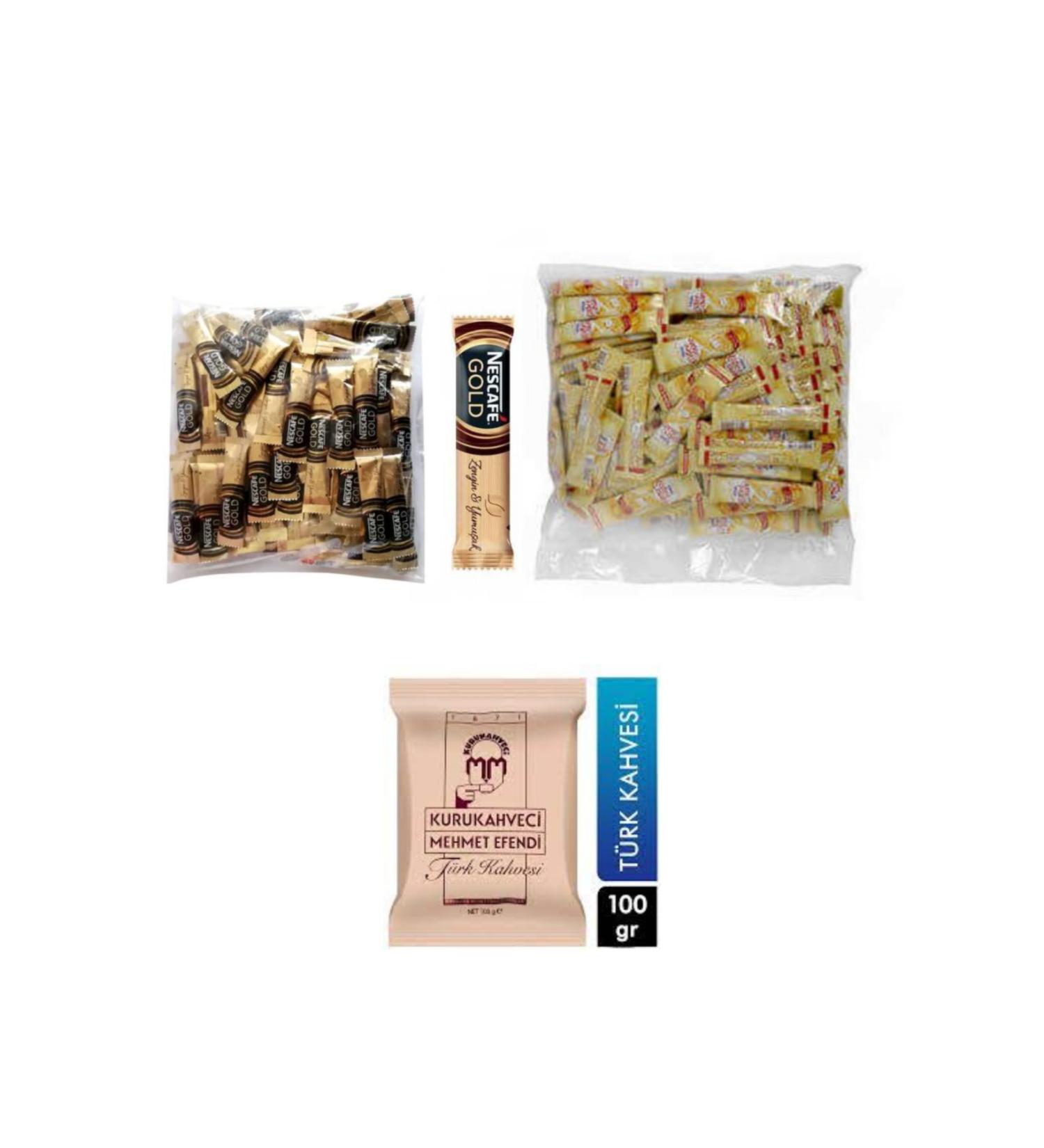 Nestle Nescafe Gold 2 gr Coffe Mate 5 gr Mehmet Efendi 100 gr