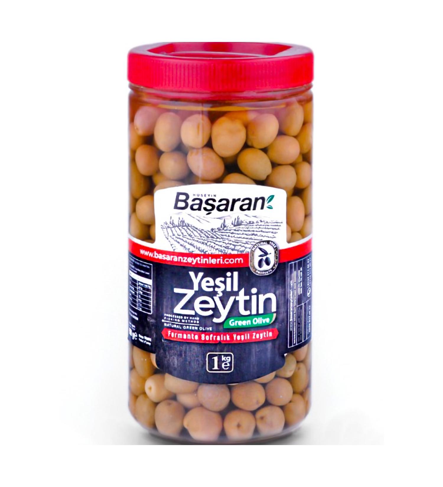 BASARAN Green Scratched Edremit Olives 1Kg