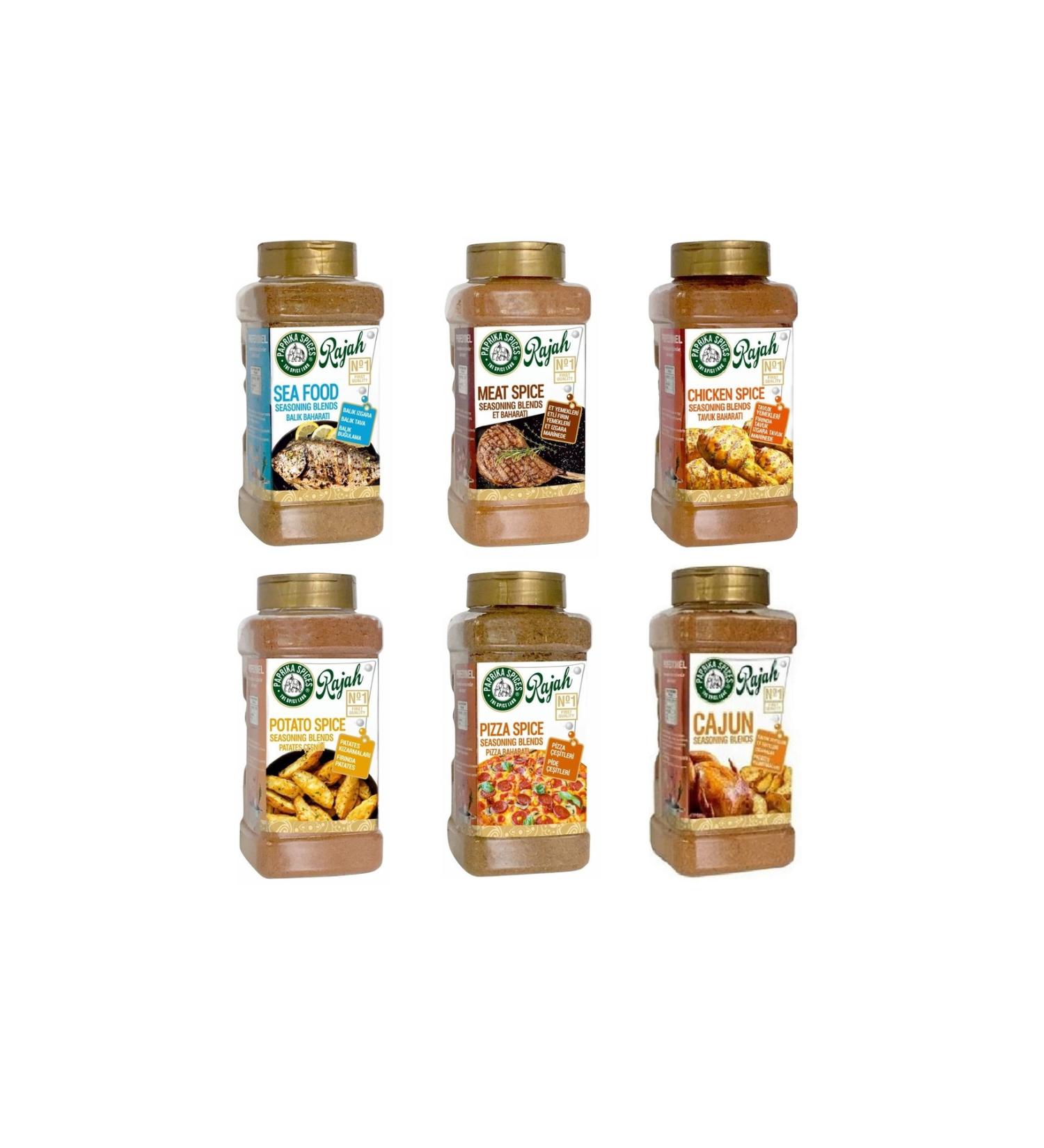 RAJAH Paprika Spices 6 Piece Set Meat Fish Chicken Potato Pizza Cajun 120 gr X 6 Pieces - Buy Online on GoSupps.com