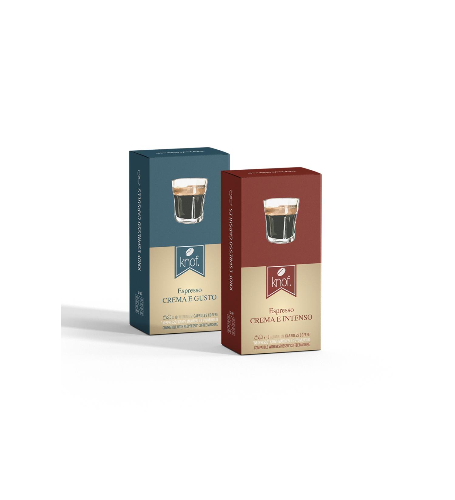 KNOF COFFEE Crema E Gusto/ Crema E Intenso Espresso Capsule Coffee 2 Boxes 20 Pieces Nespresso Compatible - Buy Online on GoSupps.com