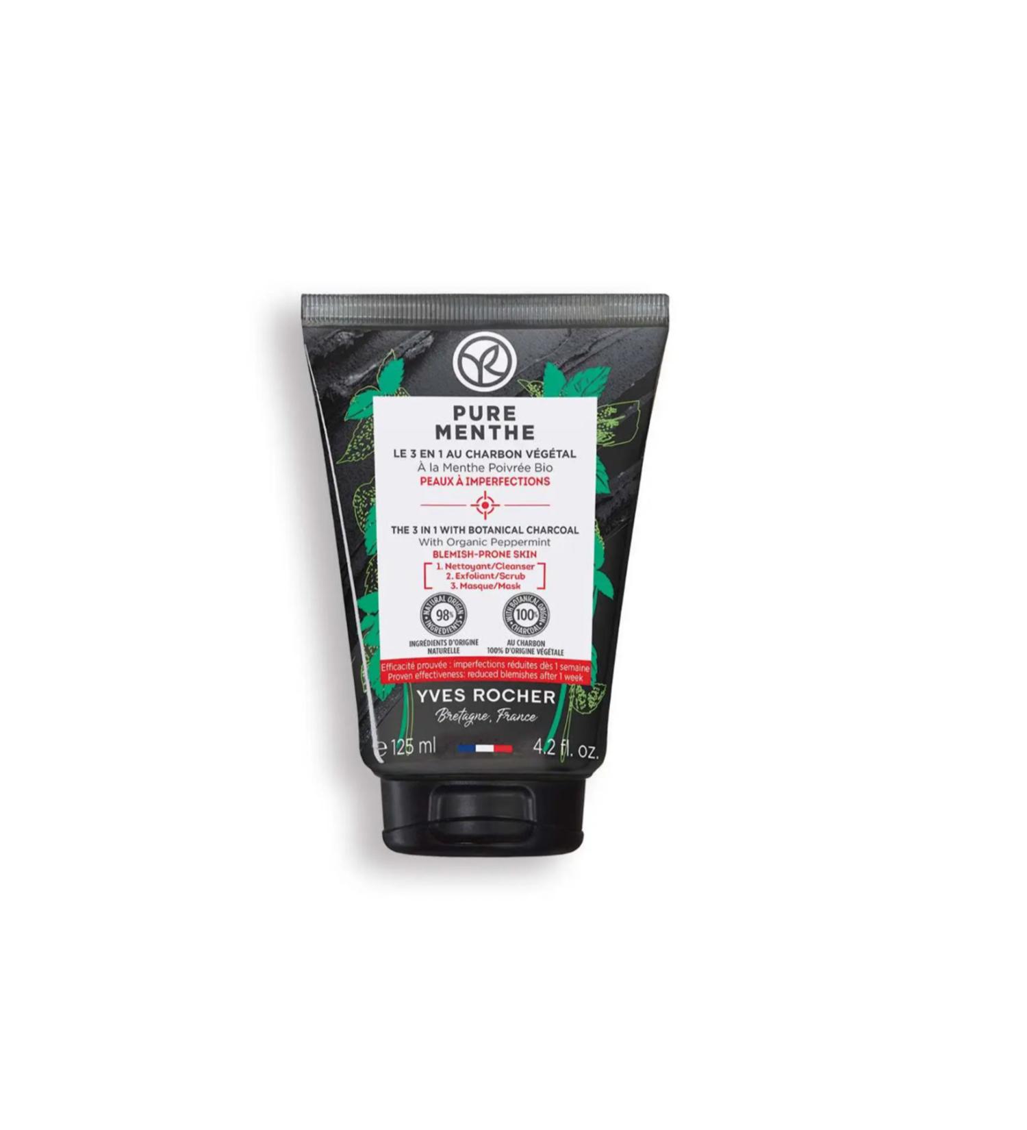 Yves Rocher Peeling and Mask Effect Charcoal Face Wash Gel Contains Prebiotics 125 ML Made in France - Buy Online on GoSupps.com
