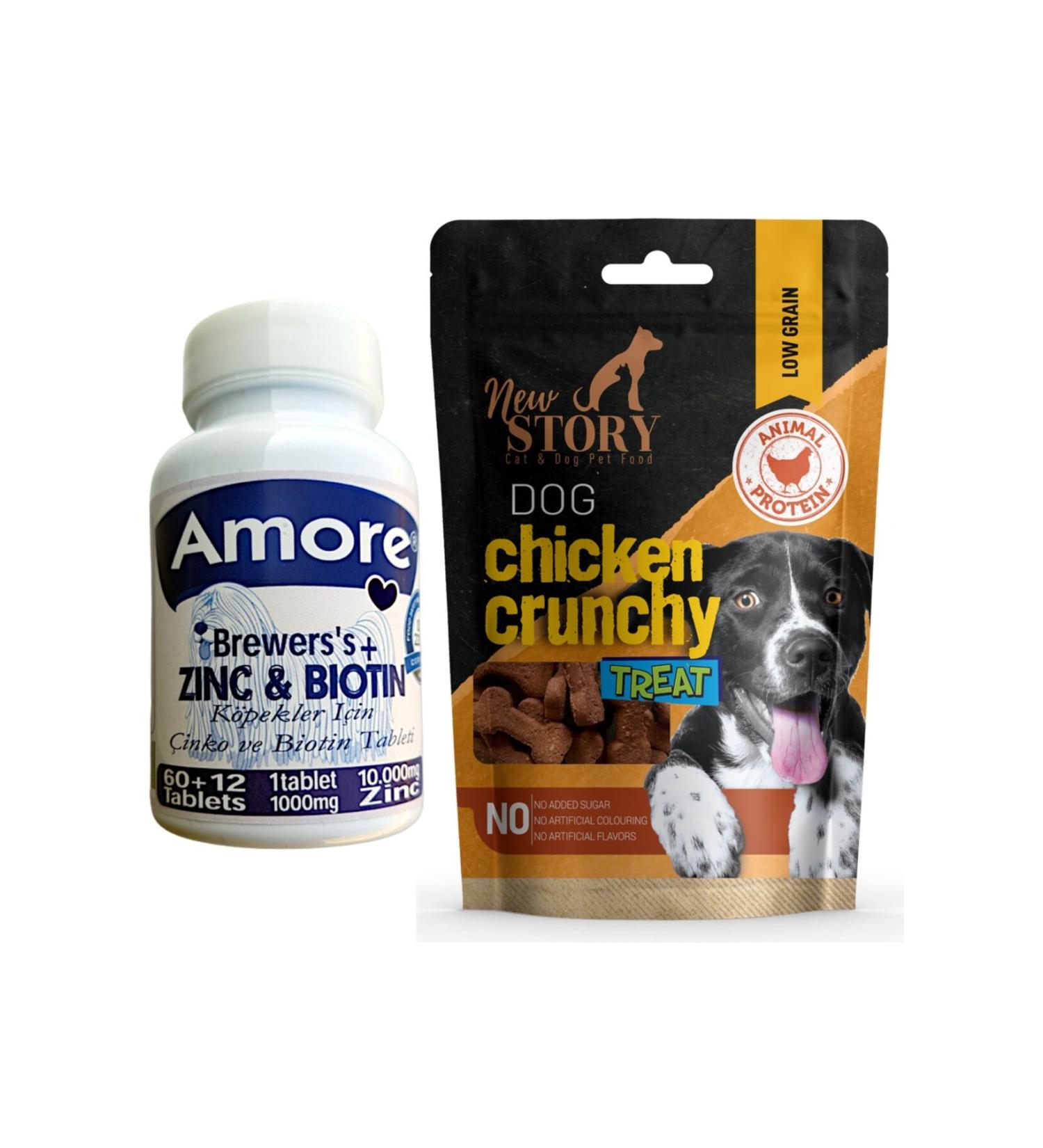 New Story Zinc Biotin Feather Dog Tablet Extra Large 72li New Story Chicken Crunchy 80gr Reward Food
