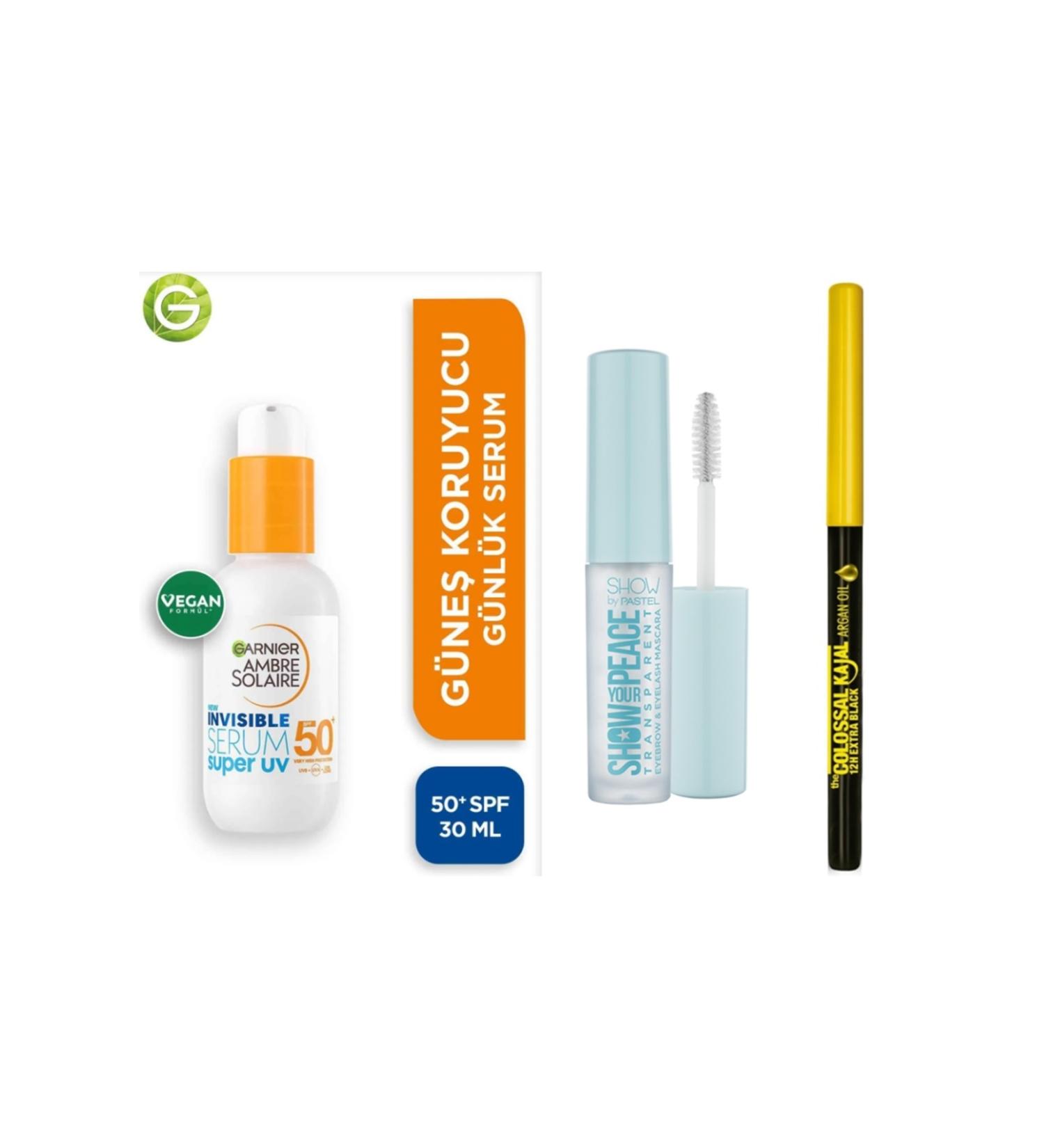 Garnier UV Daily Sunscreen Serum + Maybelline New York Colossal Kajal Liner Extra Black