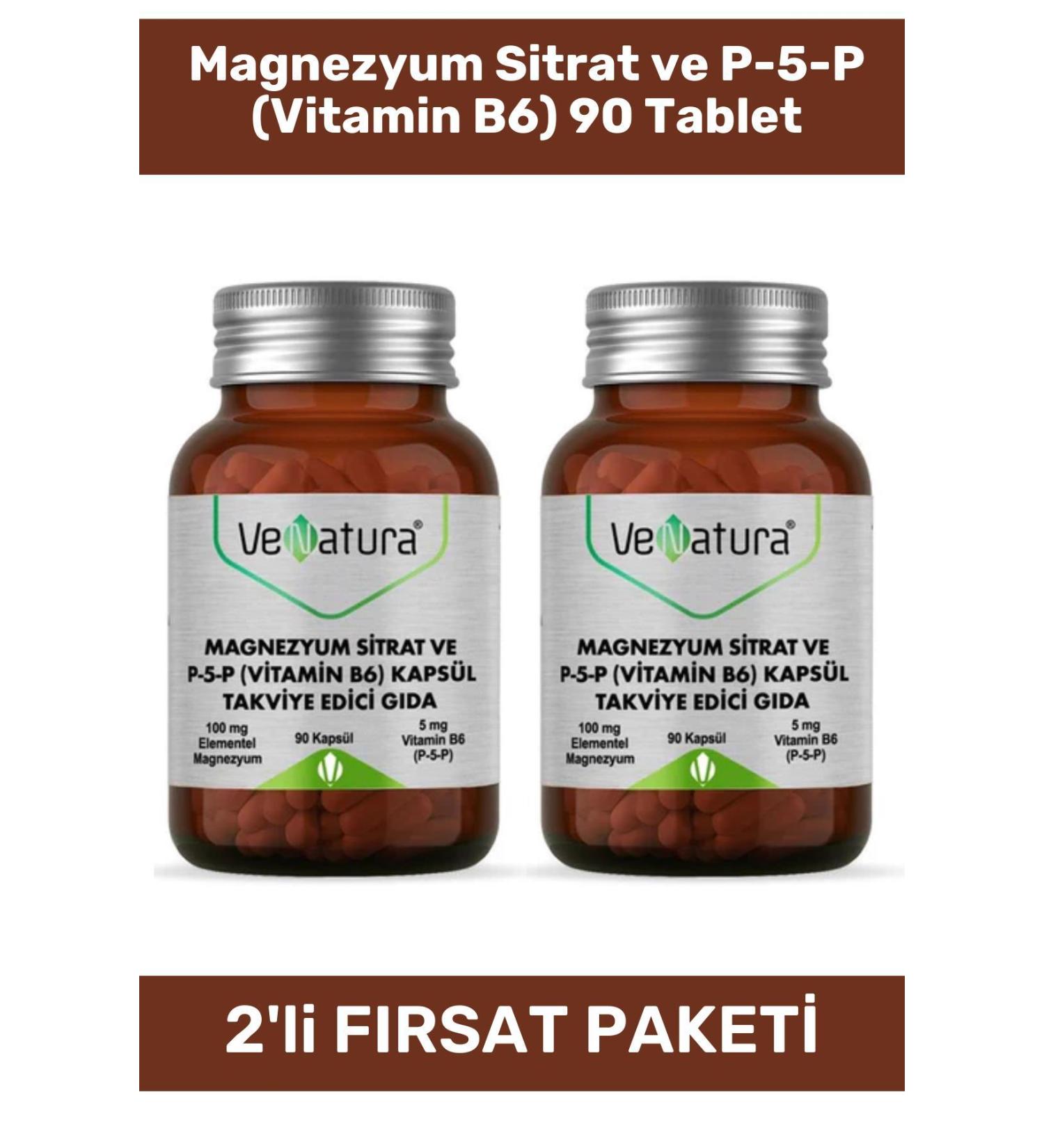 Venatura Magnesium Citrate and P-5-P (Vitamin B6) 90 Tablets - 2 Pieces