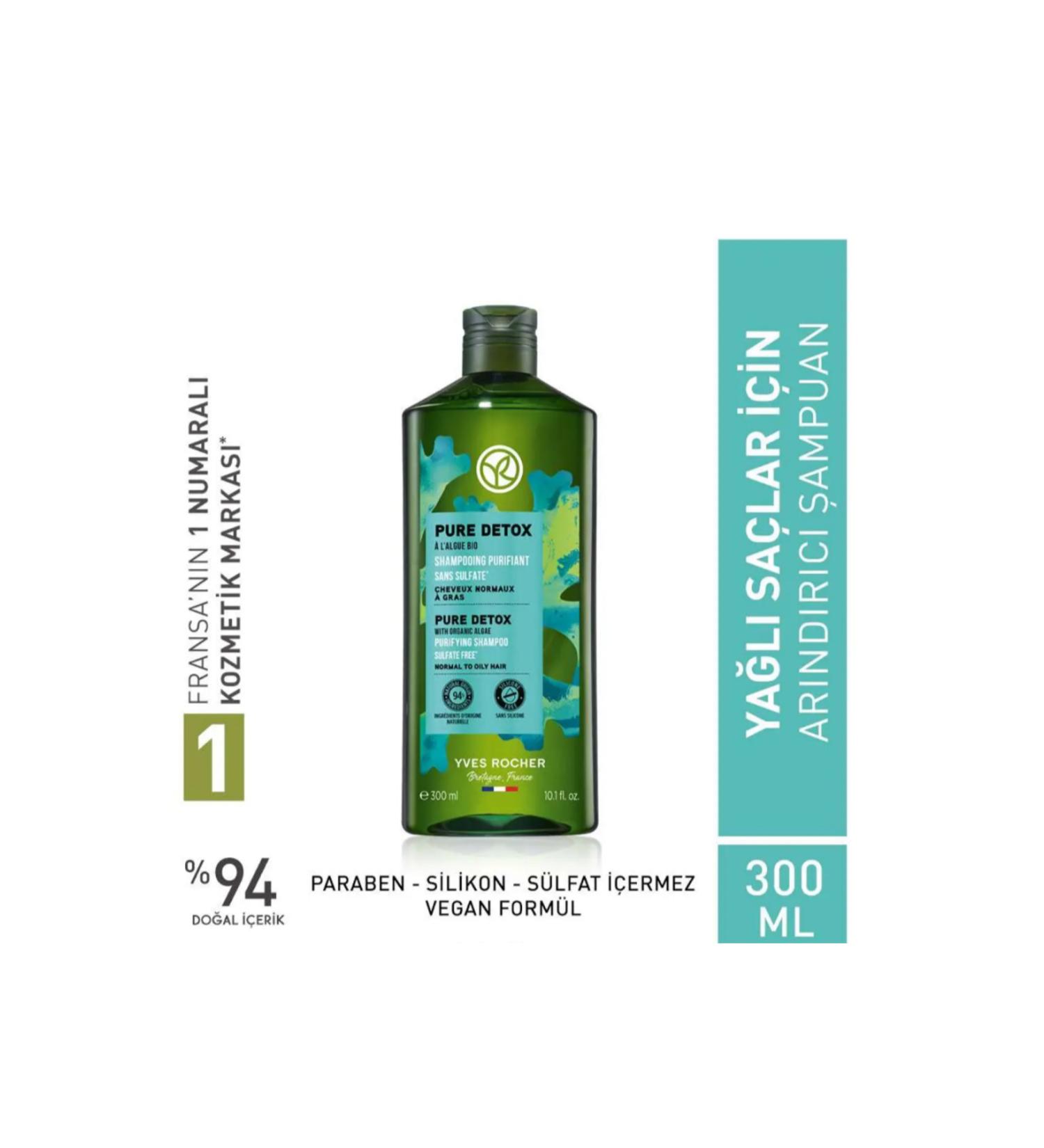 Yves Rocher Purifying Shampoo - Oily Hair / Pure Detox Detoxifying Ocean Algae 300 ml Made in FRANCE - Buy Online on GoSupps.com